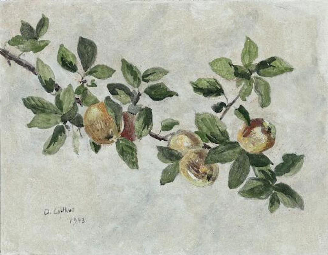 Arne Lofthus: Untitled. Signed A. Lofthus 1943. Fresco on panel. 49