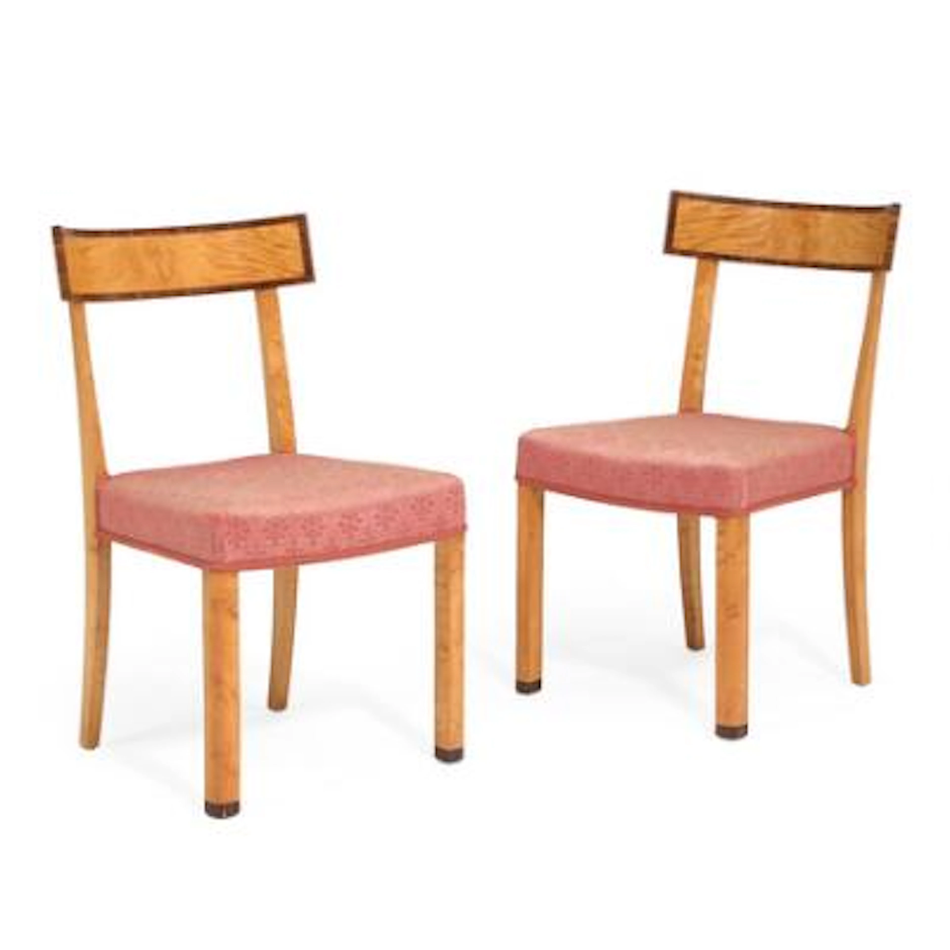 Swedish Grace: A pair of chairs in birch. "Shoes" and part of backrest