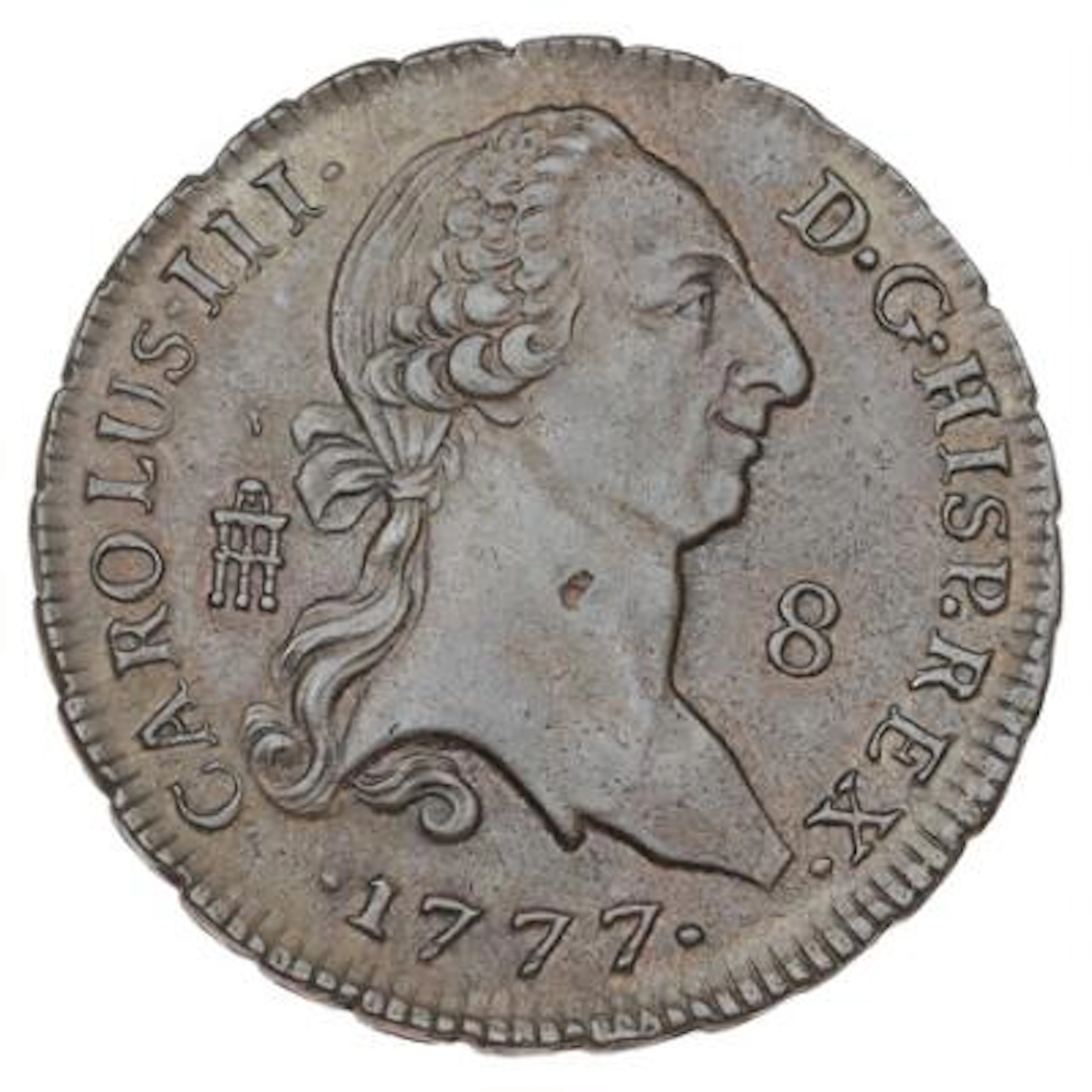 Spain, Charles III, 1759-1788, 8 Maravedis 1777, KM 408.2 – Bruun