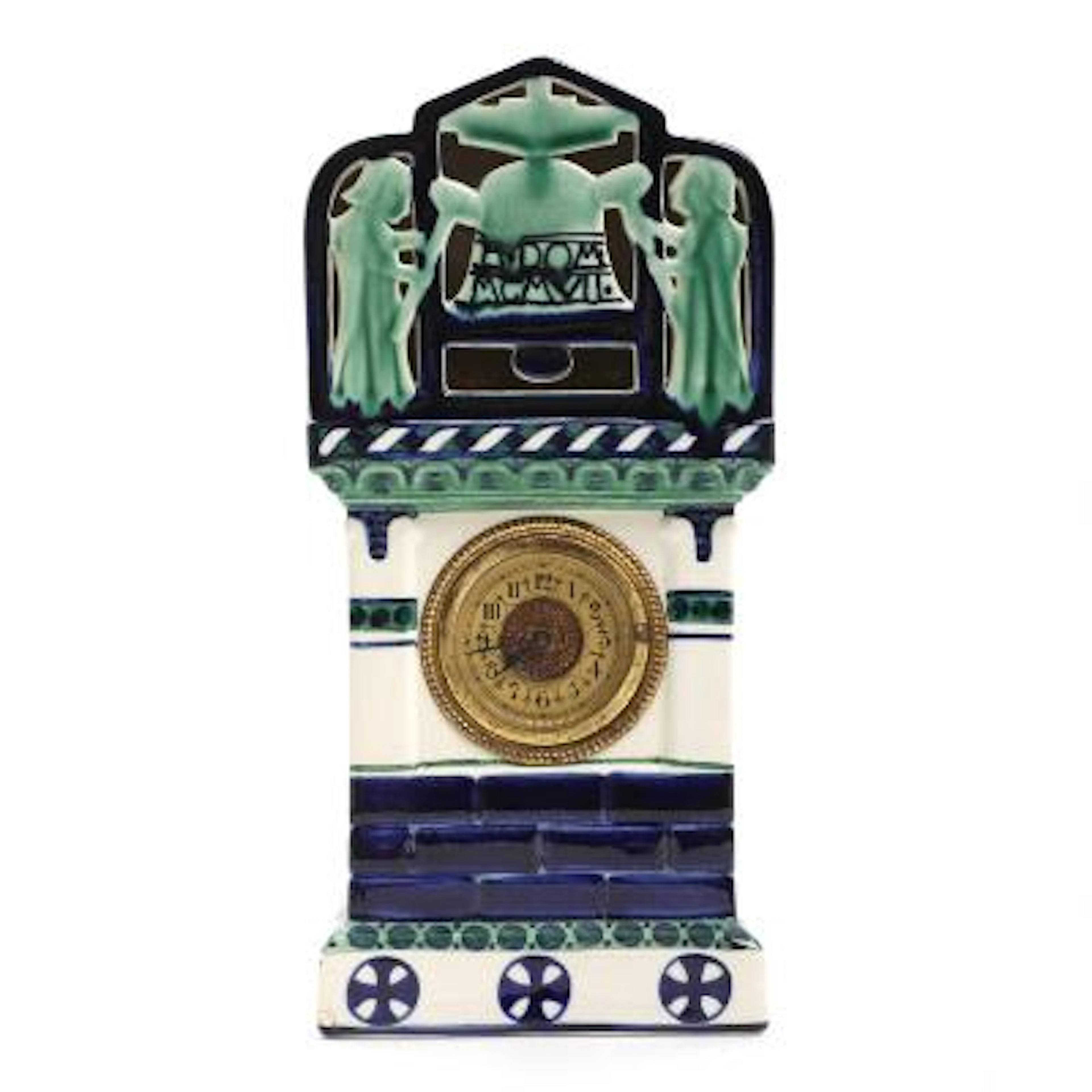 Harald Slott-Møller: "Kirsten Kime og Per Døve". Faience table clock