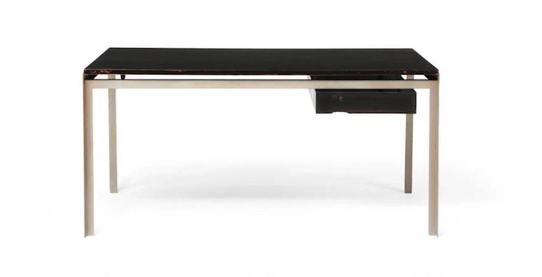 Poul Kjærholm: “Academy table”. Desk with metal frame. Top and drawer