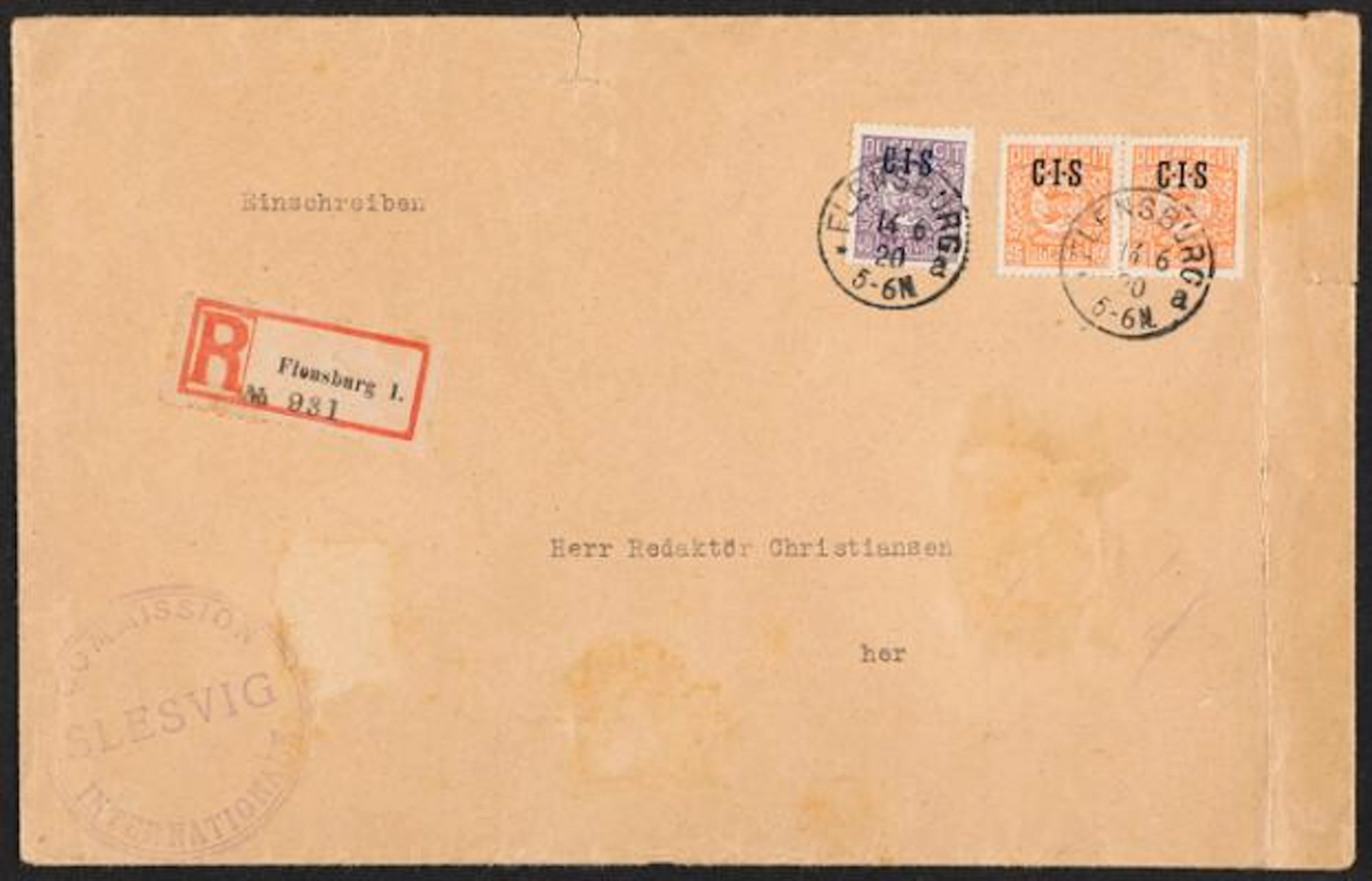 Schleswig. 1920. Official. 25 Pf, orange (pair) and 40 Pf, violet.