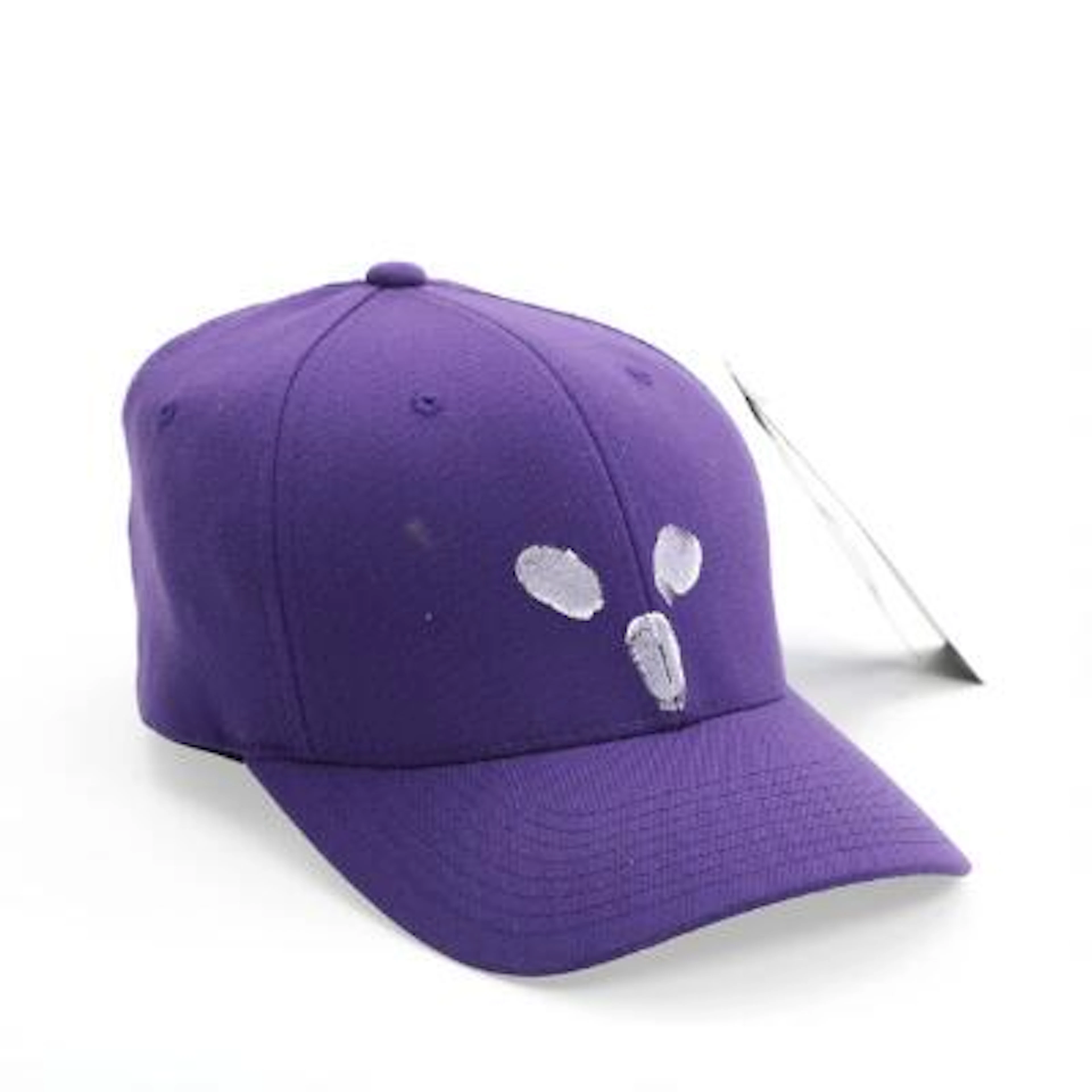 Fingerprint. Signed Kvium. A purple coloured cap, decorated with finger