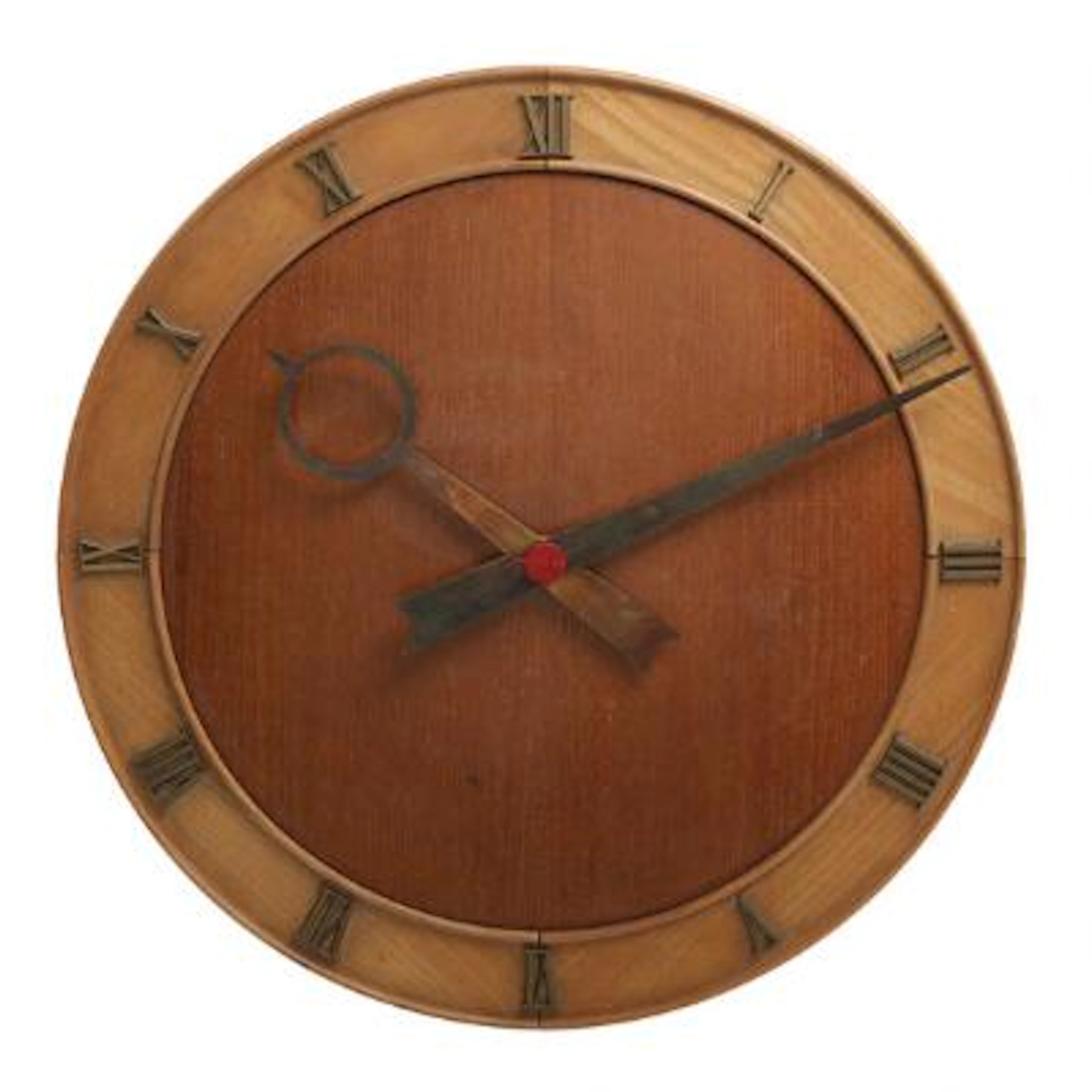 Kaj Gottlob: Circular wall clock of teak and beech, pointers and Roman