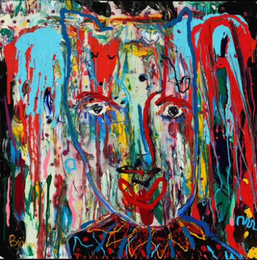 Bjørn Bjørnholt: "Den selvlysende skildpadde...". Signed Bjørn. Acrylic