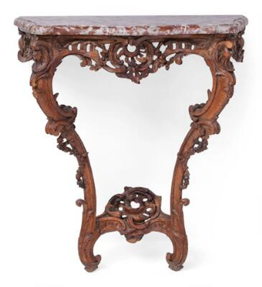 A French Louis XV console of oak. Mid-18th century. H. 86 cm. W. 76