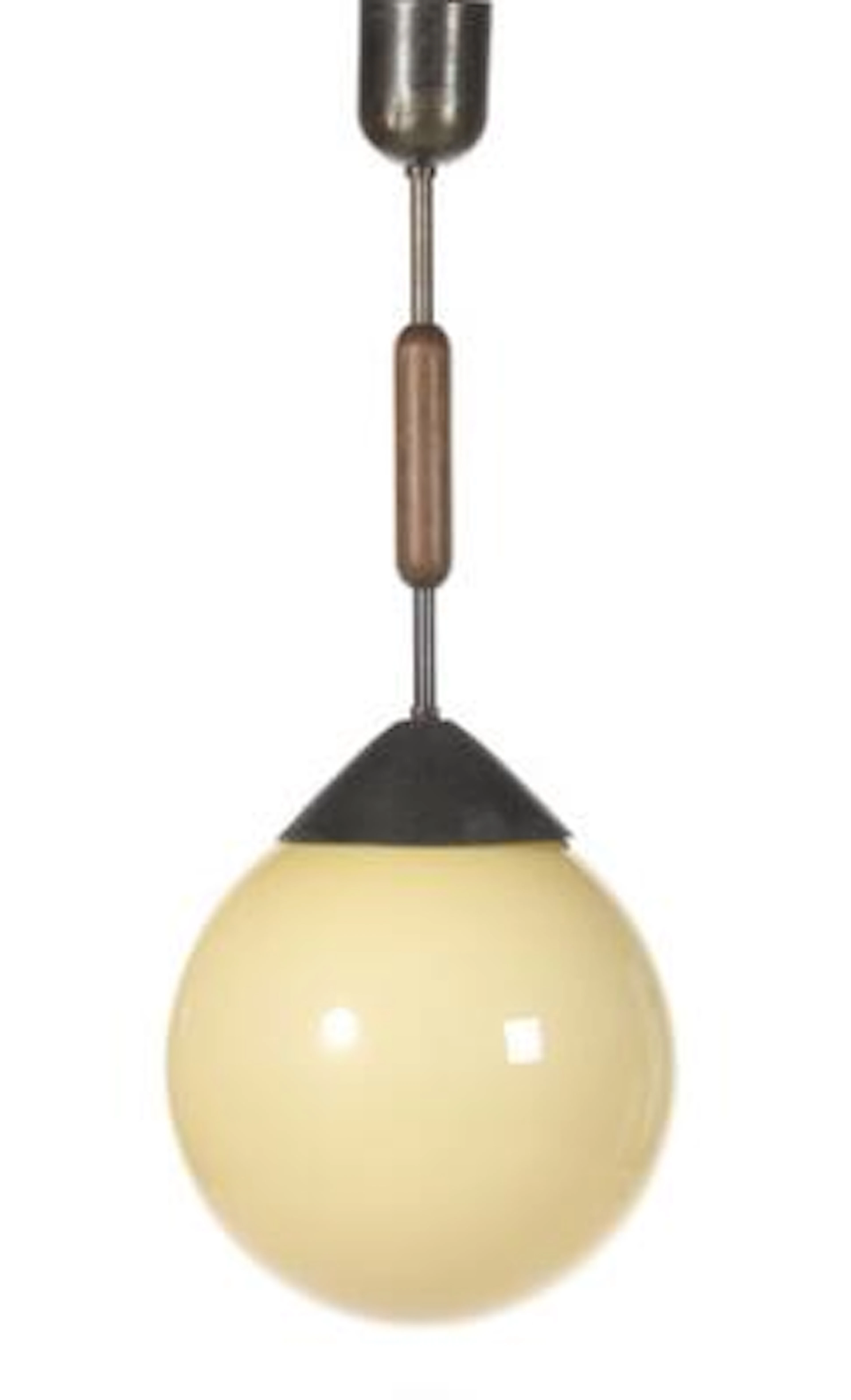 Danish design: Art deco ceiling lamp in burnished brass and patinated