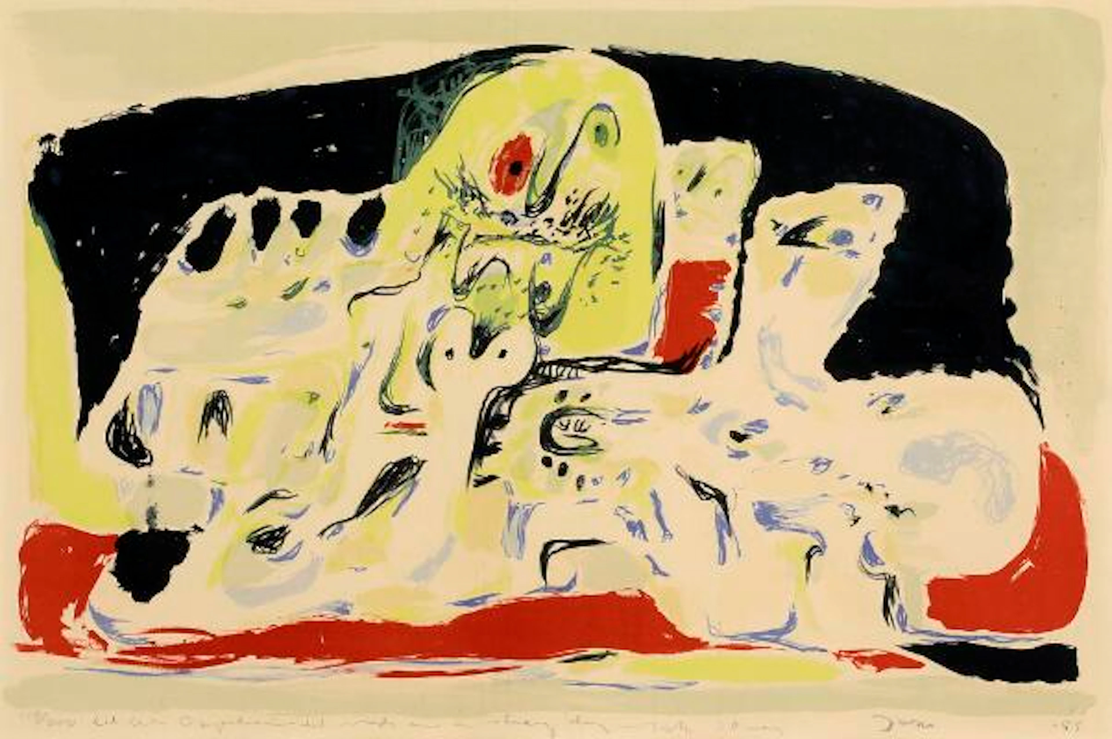 Asger Jorn: “Troldtøj”, 1955. Signed Jorn 55, 119/200. With dedication.
