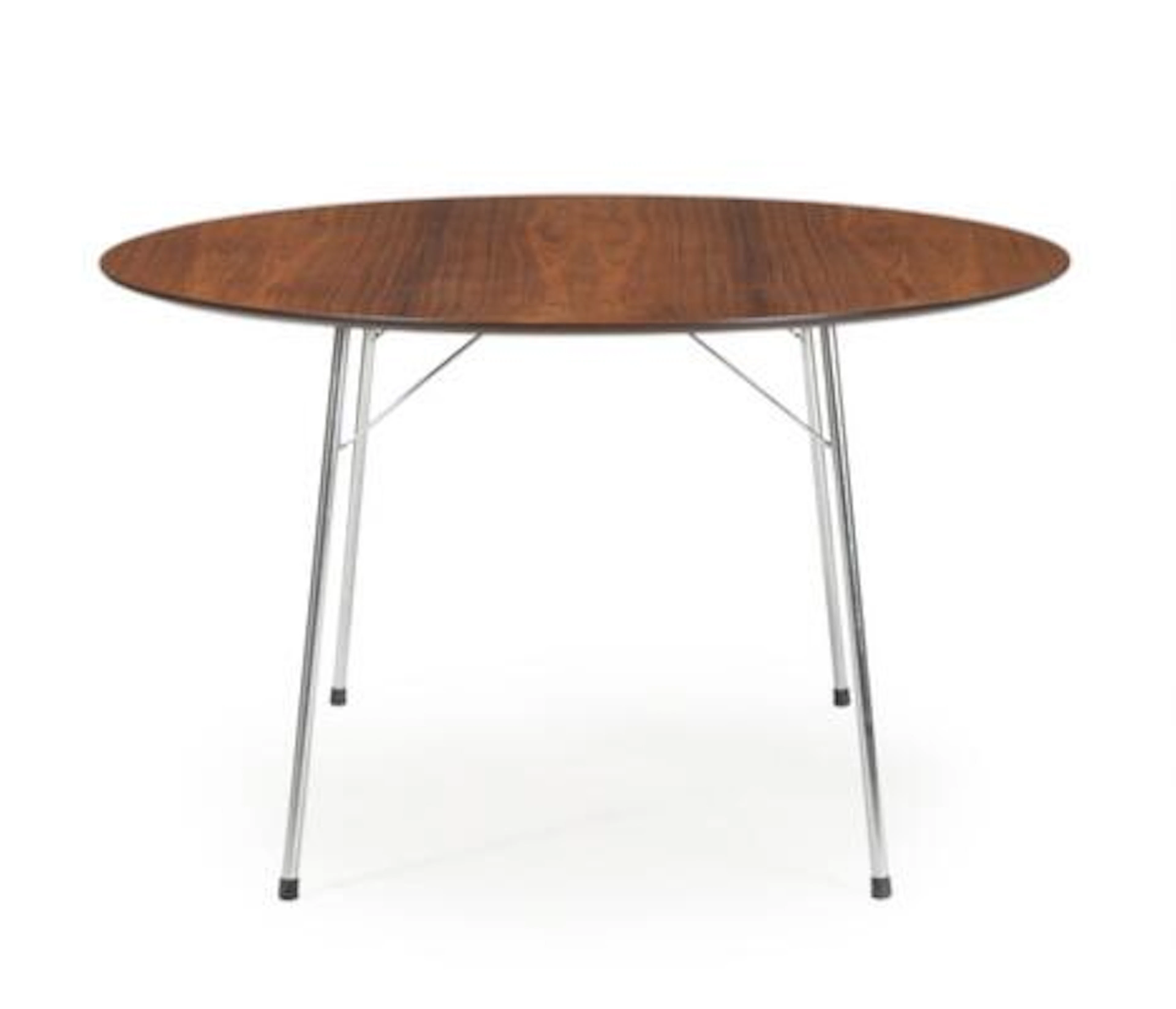 Arne Jacobsen: A circular dining table with steel frame and rosewood