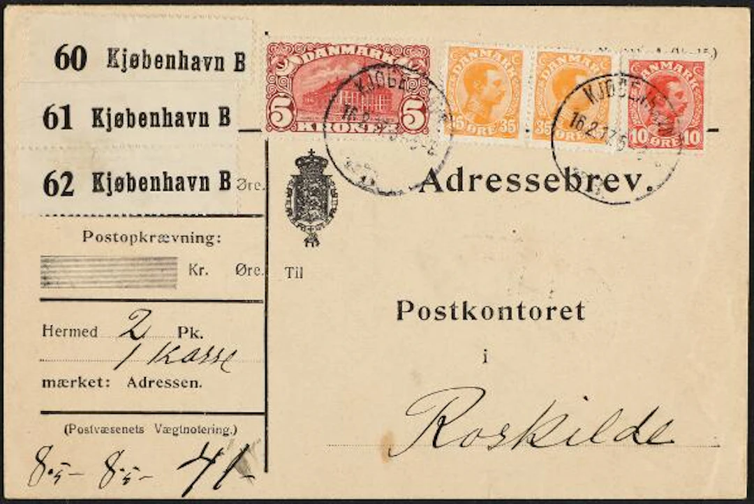 1915. General Post Office. 5 Kr. brown red. Perf. 14, wmk. Crosses