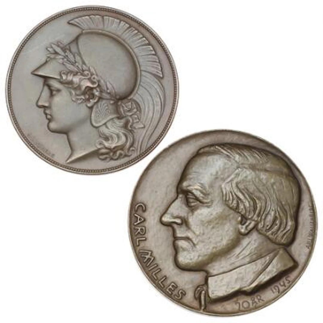 Sweden, Carl Milles 70 years 1945, Br., 60 mm, 119.56 g, and the "The