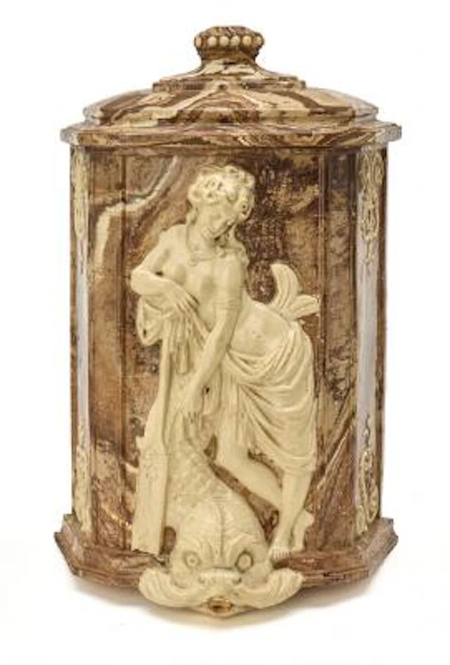 French wine fountain in faience. Probably Lunéville, 18th century.