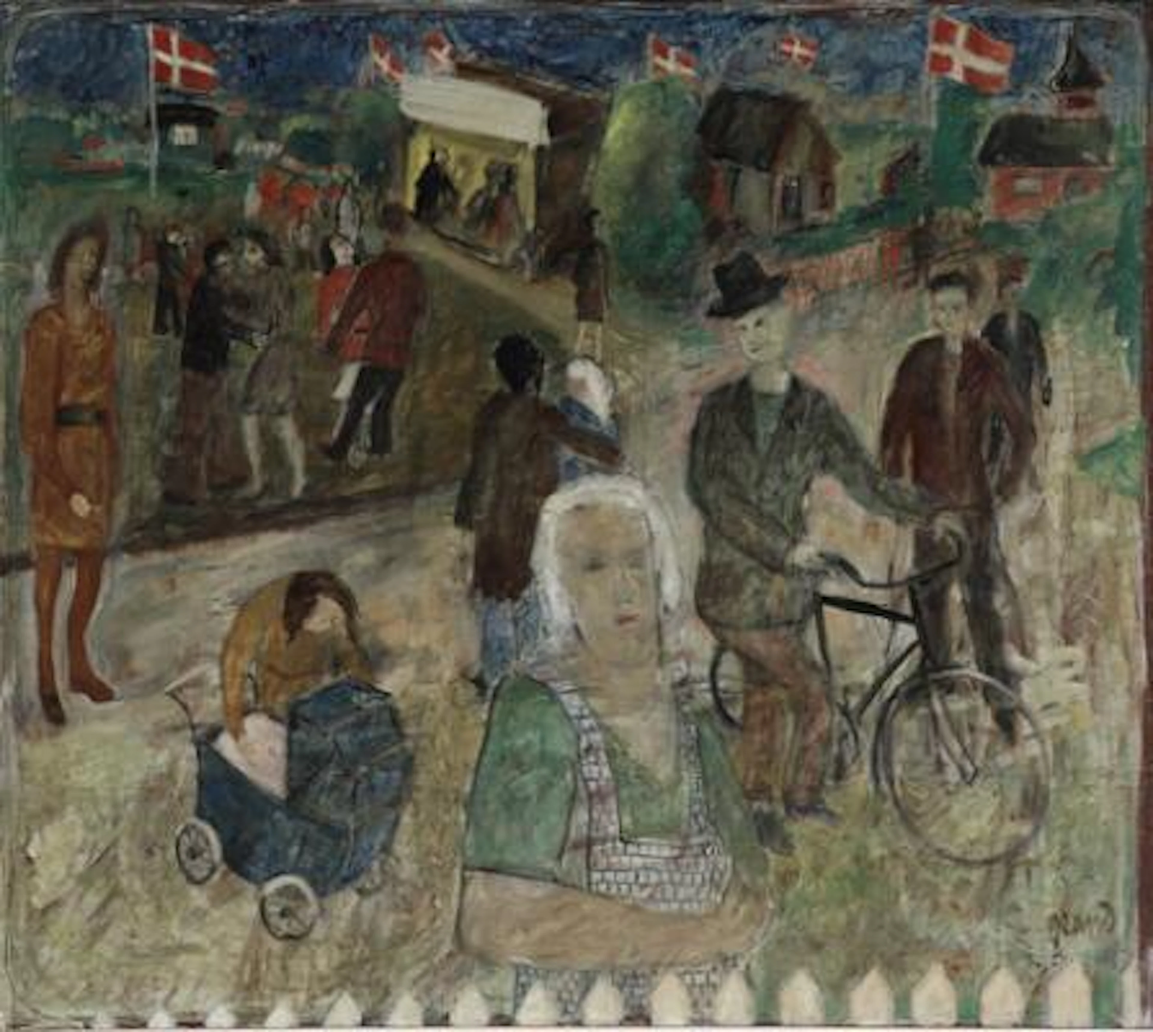 Georg Sand Christiansen: Untitled. Signed G. Sand. Oil on masonite.