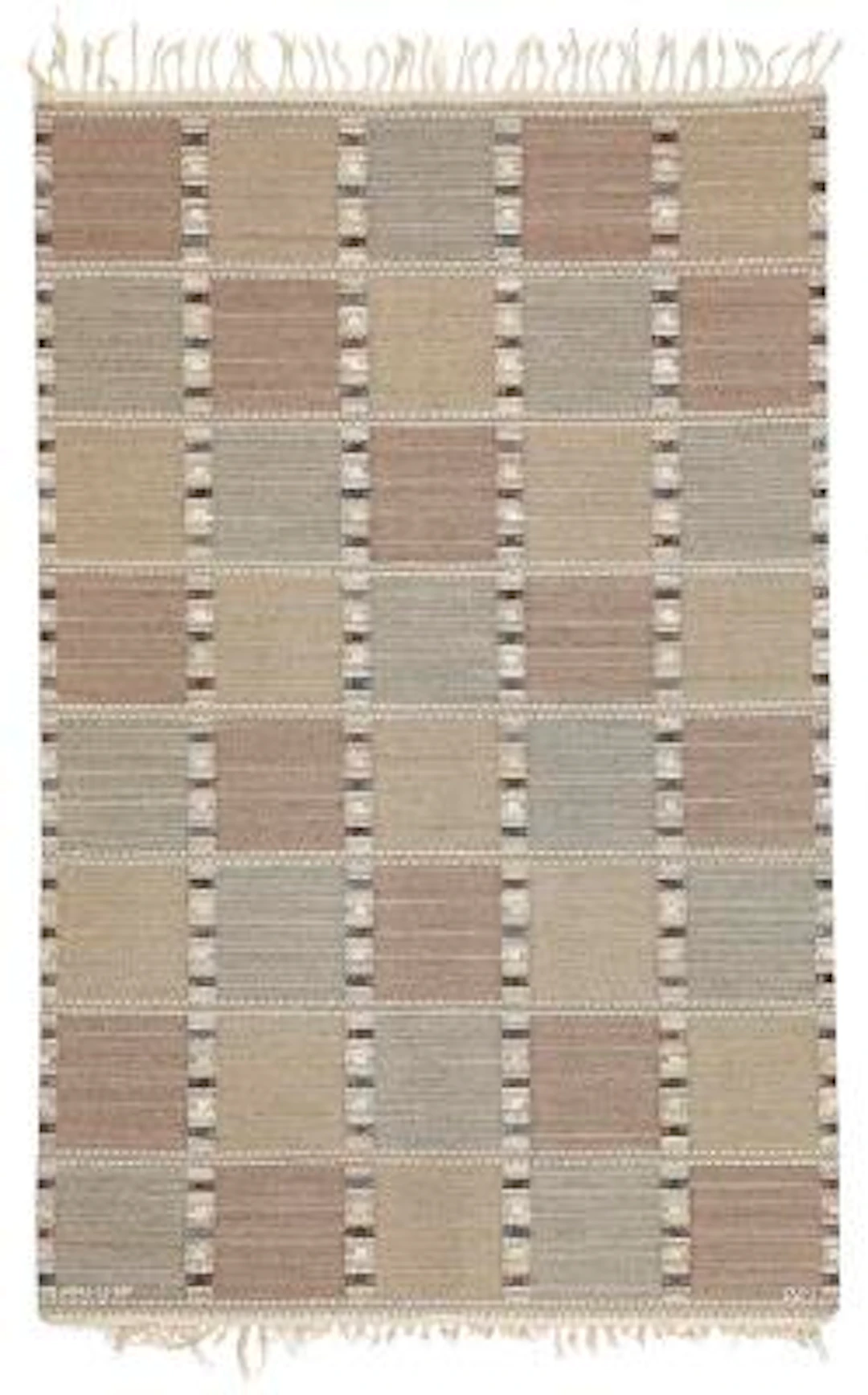 Barbro Nilsson: “Falurutan grå”. Handwoven wool carpet in "rölakan"
