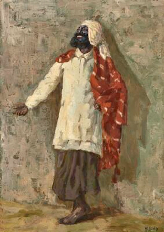 Hugo V. Pedersen: Storyteller. Beggar from the Sikh Tribe. Signed