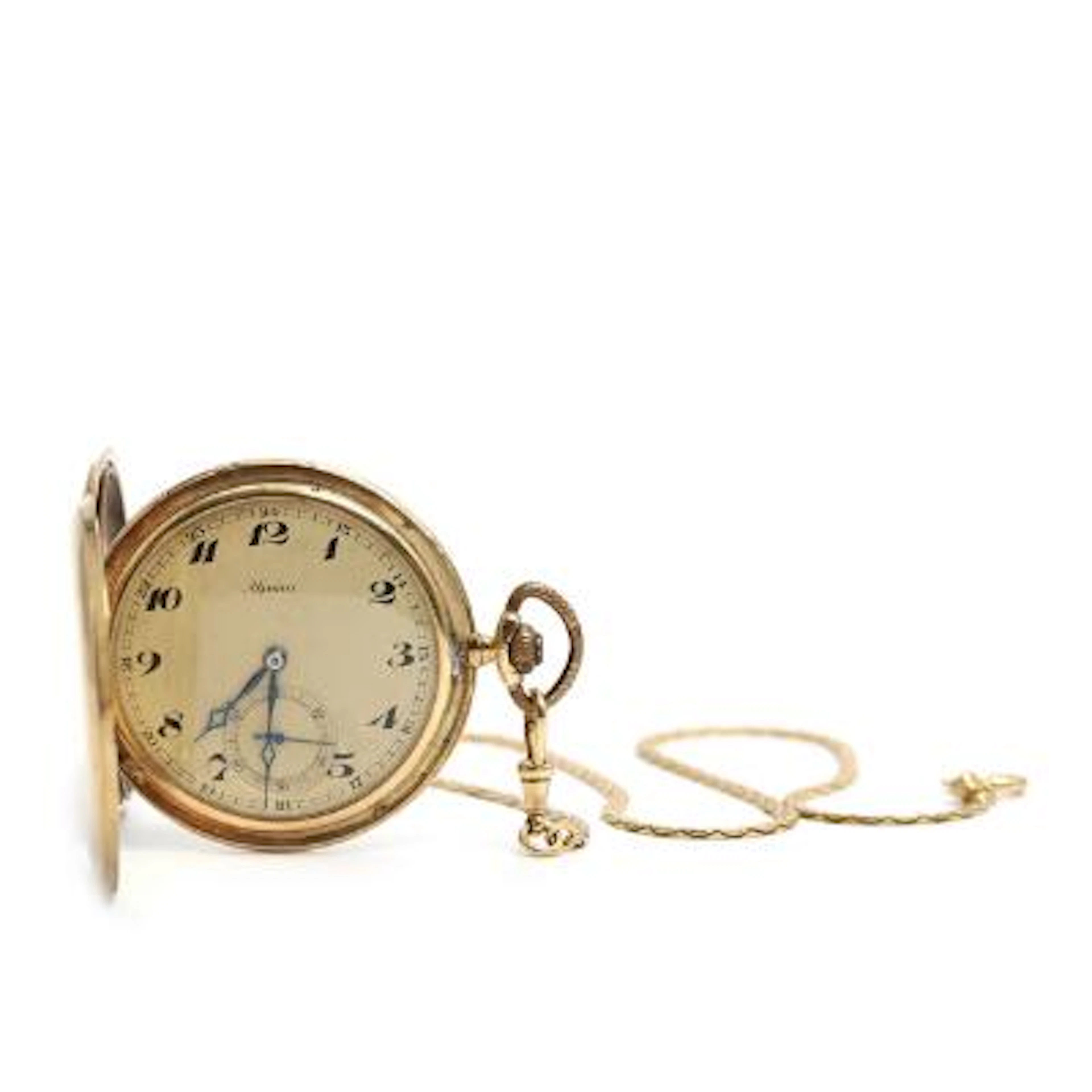 Alpina: A hunter's pocket watch of 14k gold. Ref. 793. Mechanical