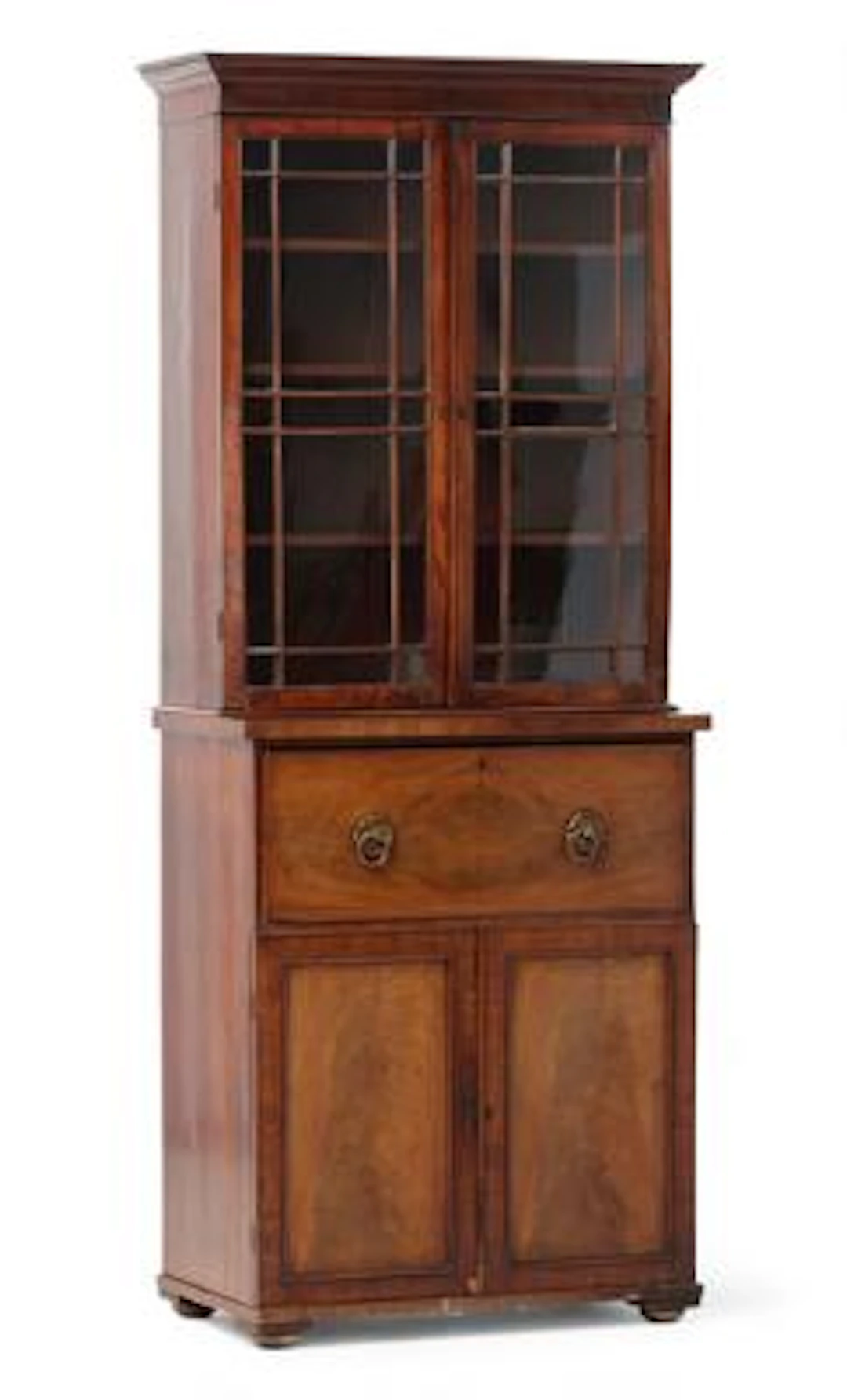 A William IV bureau bookcase of mahogany. England, first half of the