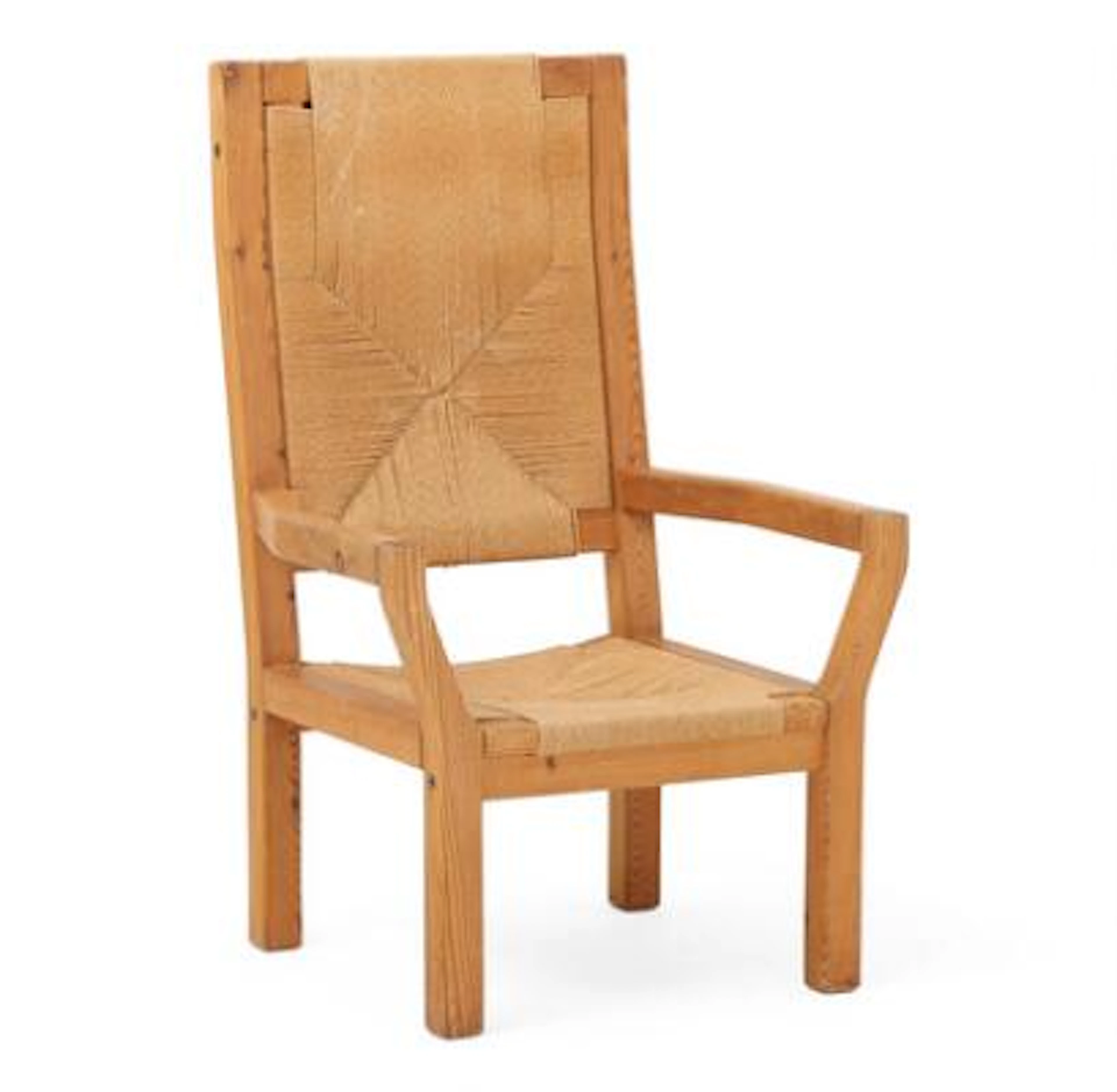 Tage Poulsen: High-backed armchair of solid pine wood. Seat and back