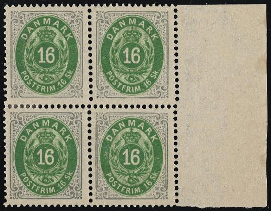 1871. 16 sk. grey/green. 1.print. Fantastic colourful block of 4 with