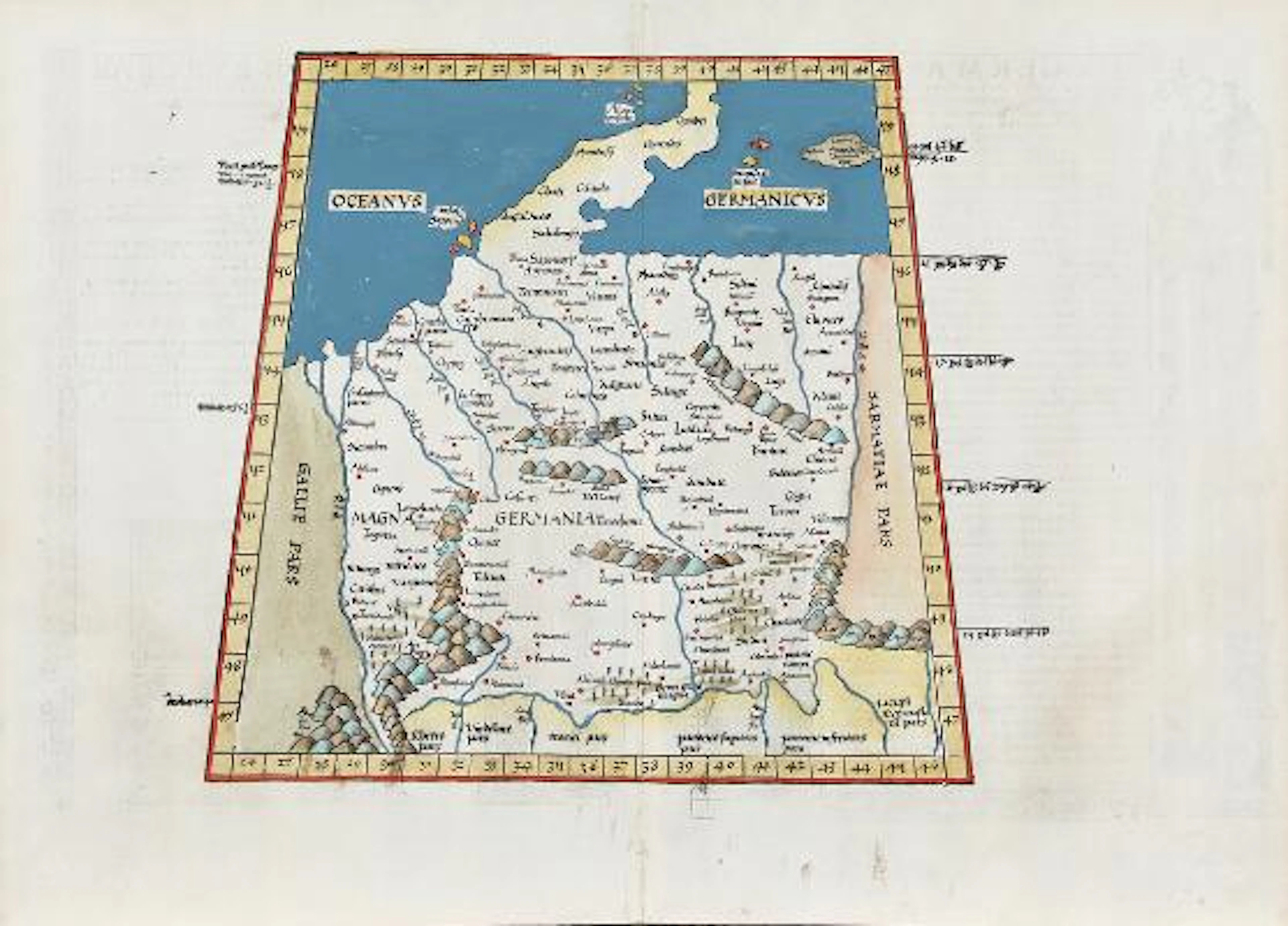Gaspar & Melchior Treschel (after Martin Waldseemüller): "Magna Germania".