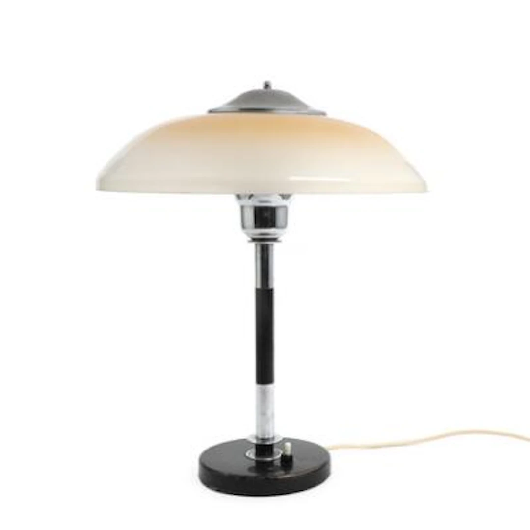 Fog & Mørup: Table lamp of chrome-plated and black lacquered metal