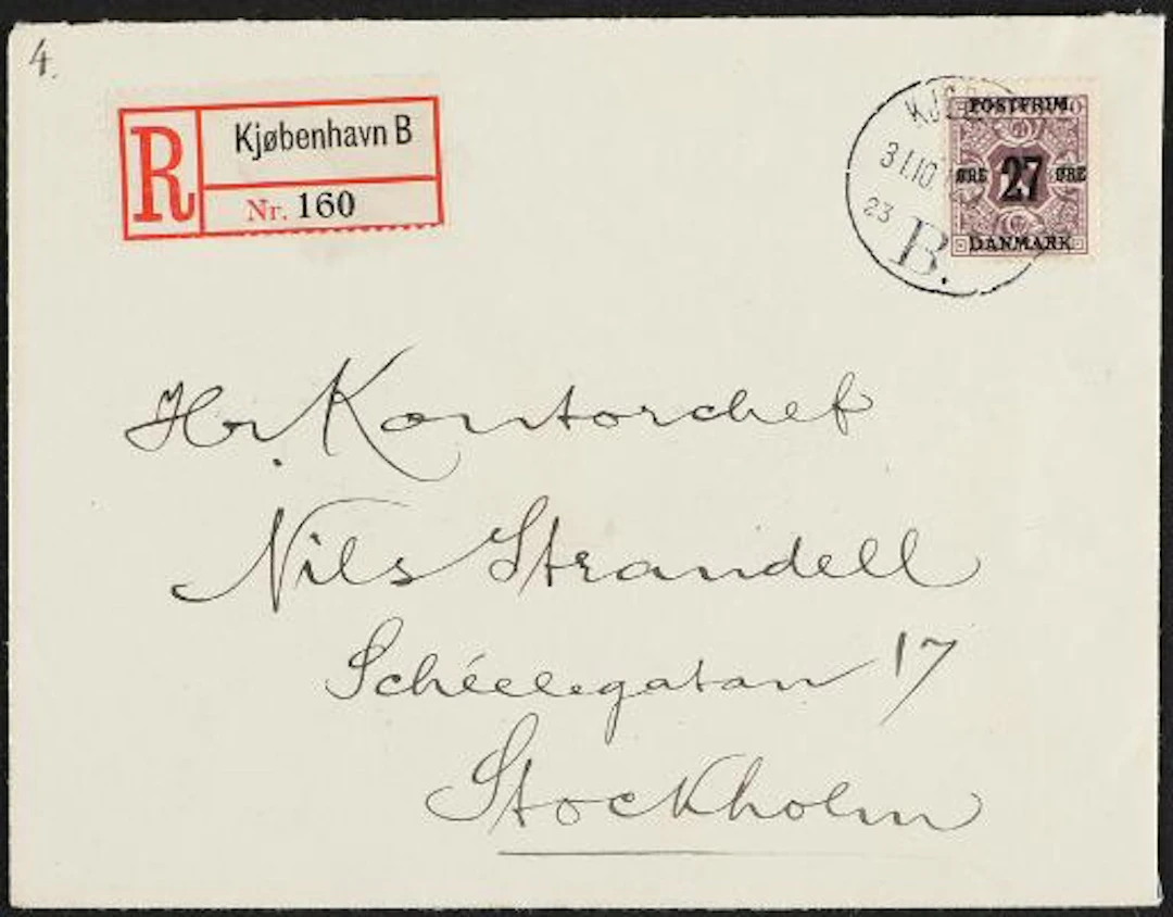 1918. Surcharge. 27/10 Øre, violet. Perf. 12 3/4, wmk. Crown. Correctly