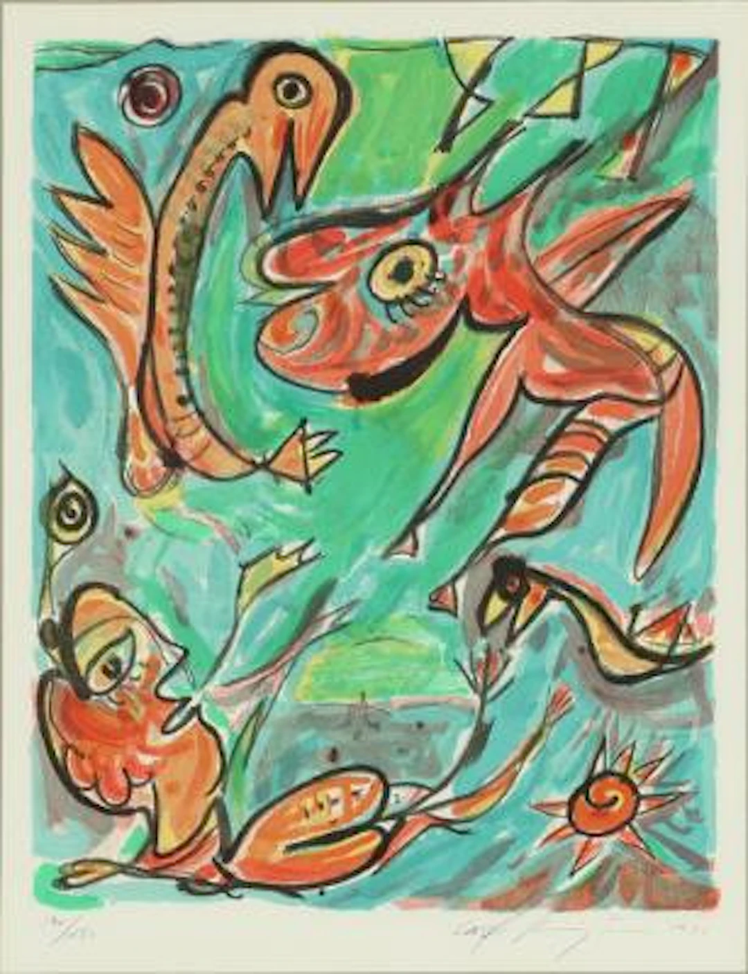 Carl-Henning Pedersen: Two compositions. Signed Carl-Henning Pedersen.