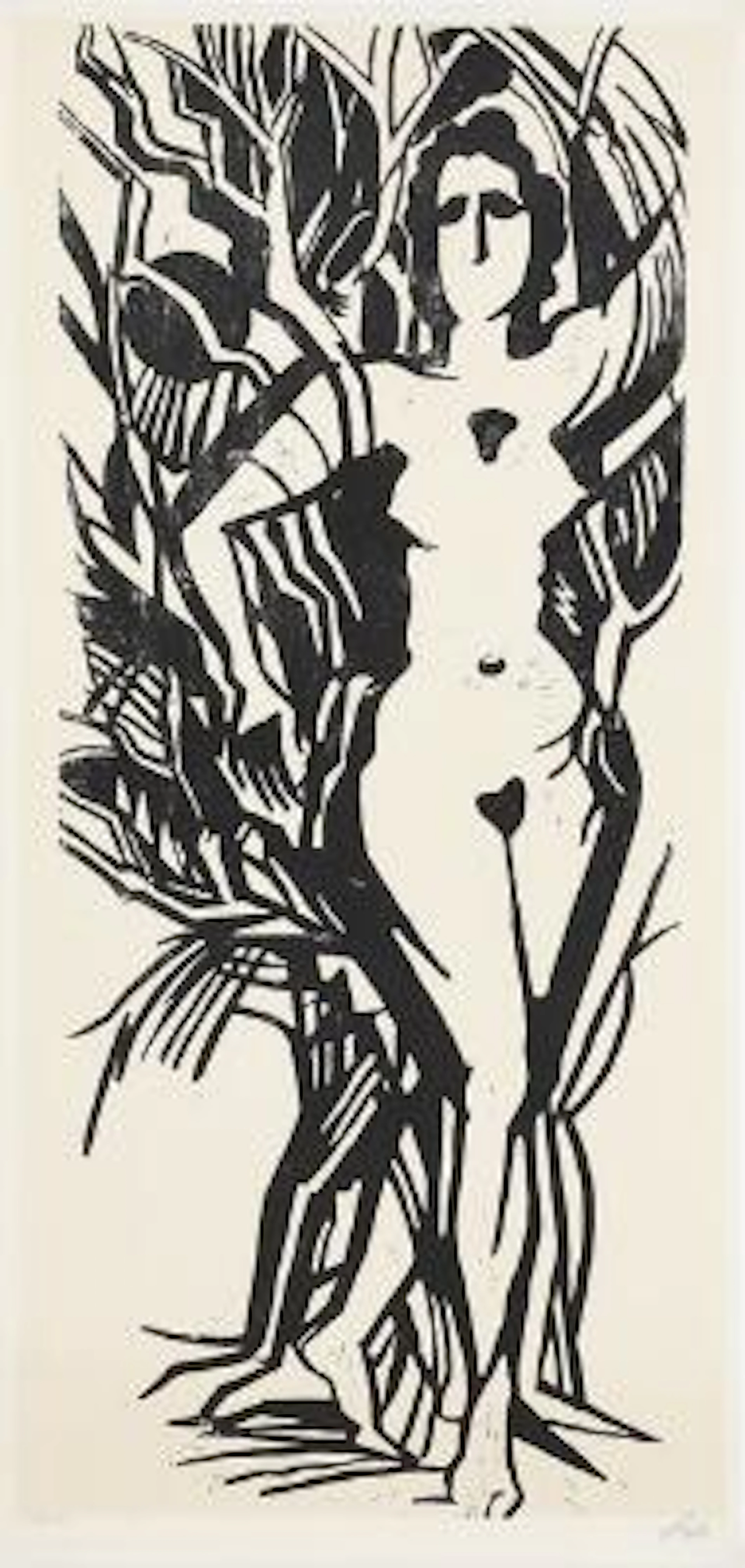 Axel Salto: Composition with woman. Signed Salto, 140/200. Linocut