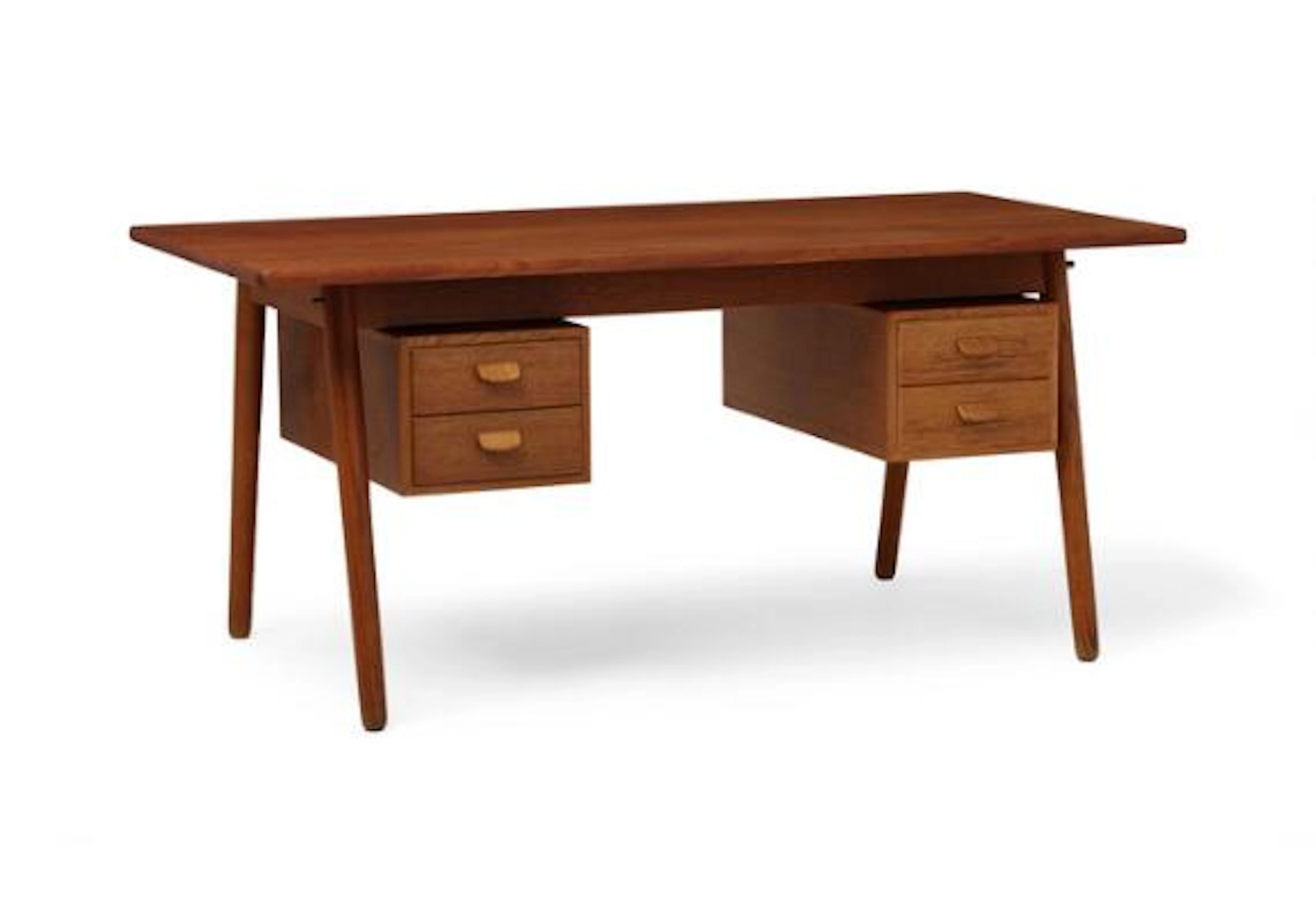 Poul M. Volther: Writing desk in oak with teak top. Two drawer sections.