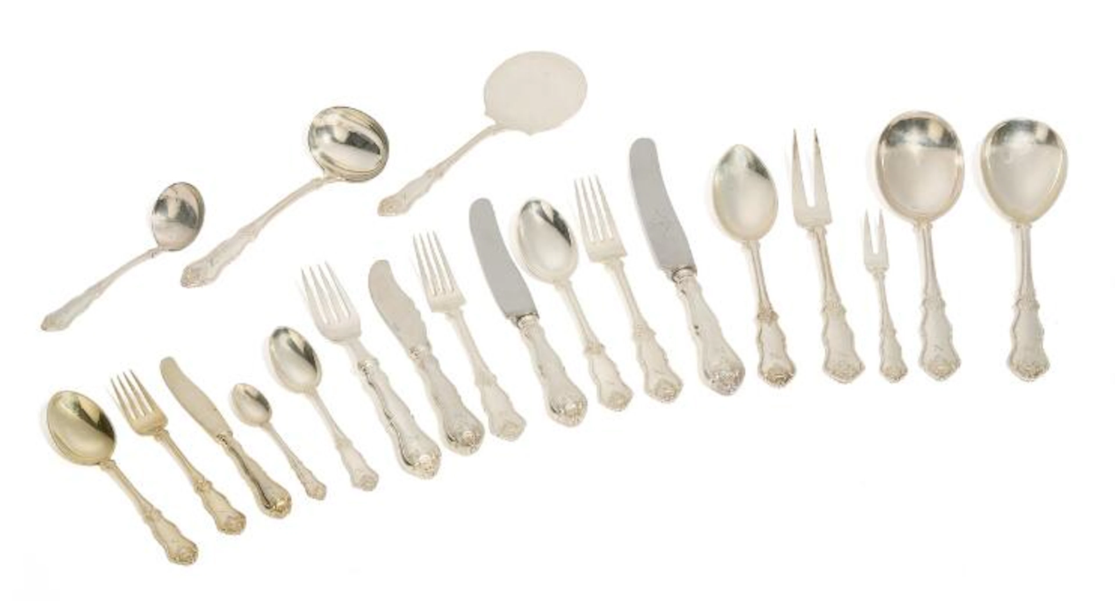 "Rosenborg" - a Danish silver flatware for 18 people with serving