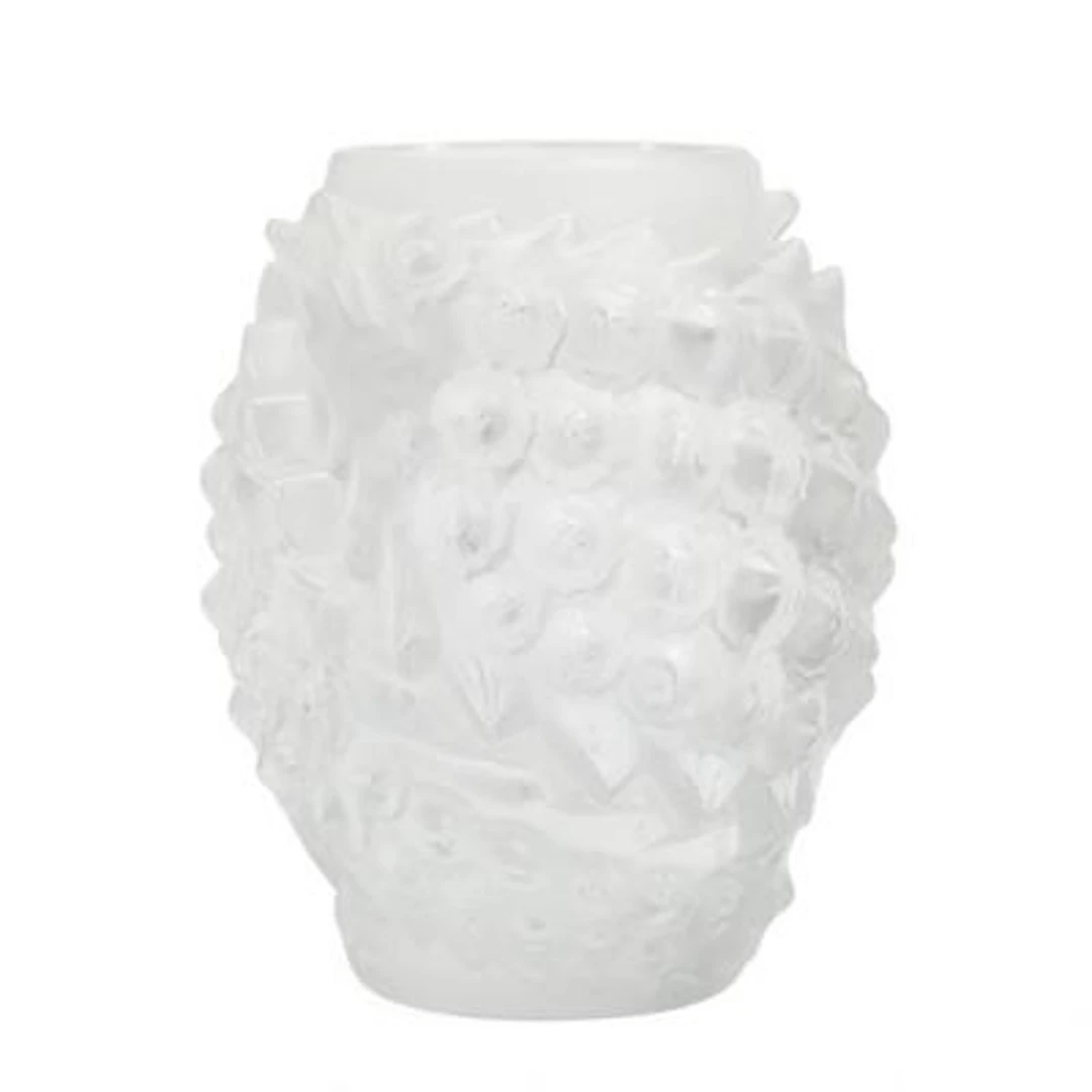 Marc Lalique: "Martigues". A partly frosted crystal vase with fish.
