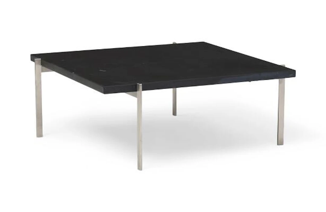 Poul Kjærholm: "PK 61". Coffee table with steel frame and square black