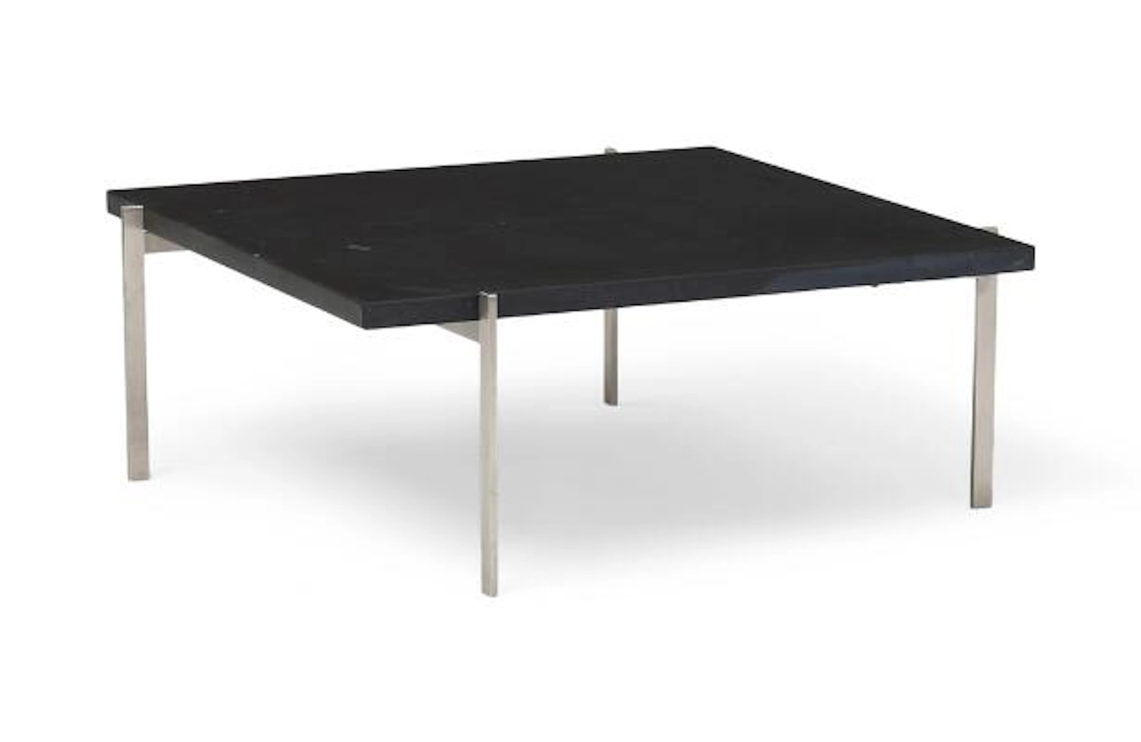 Poul Kjærholm: "PK 61". Coffee table with steel frame and square black