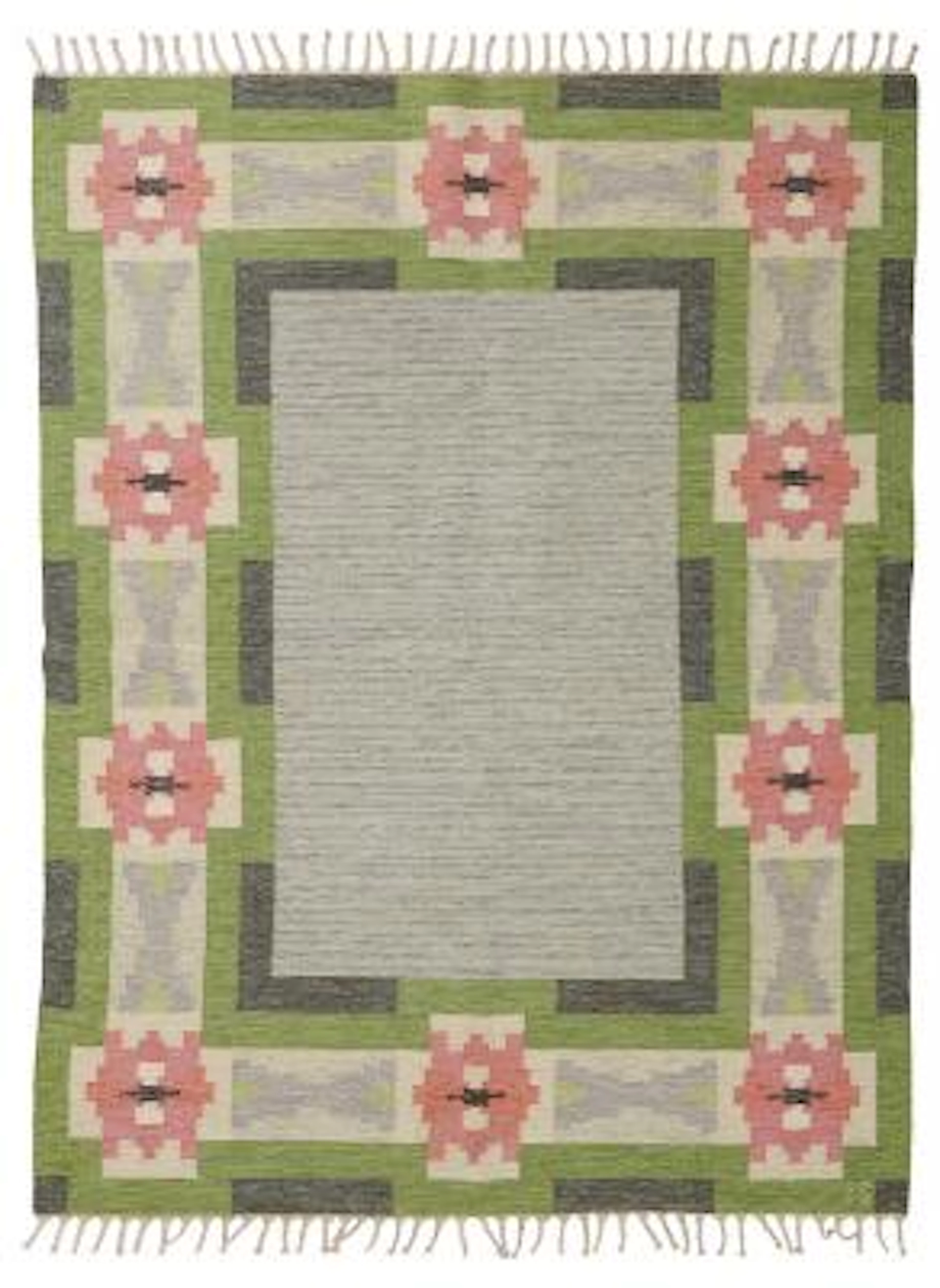 Ingegerd Silow: Wool carpet in "rölakan" flatweave technique. Geometric