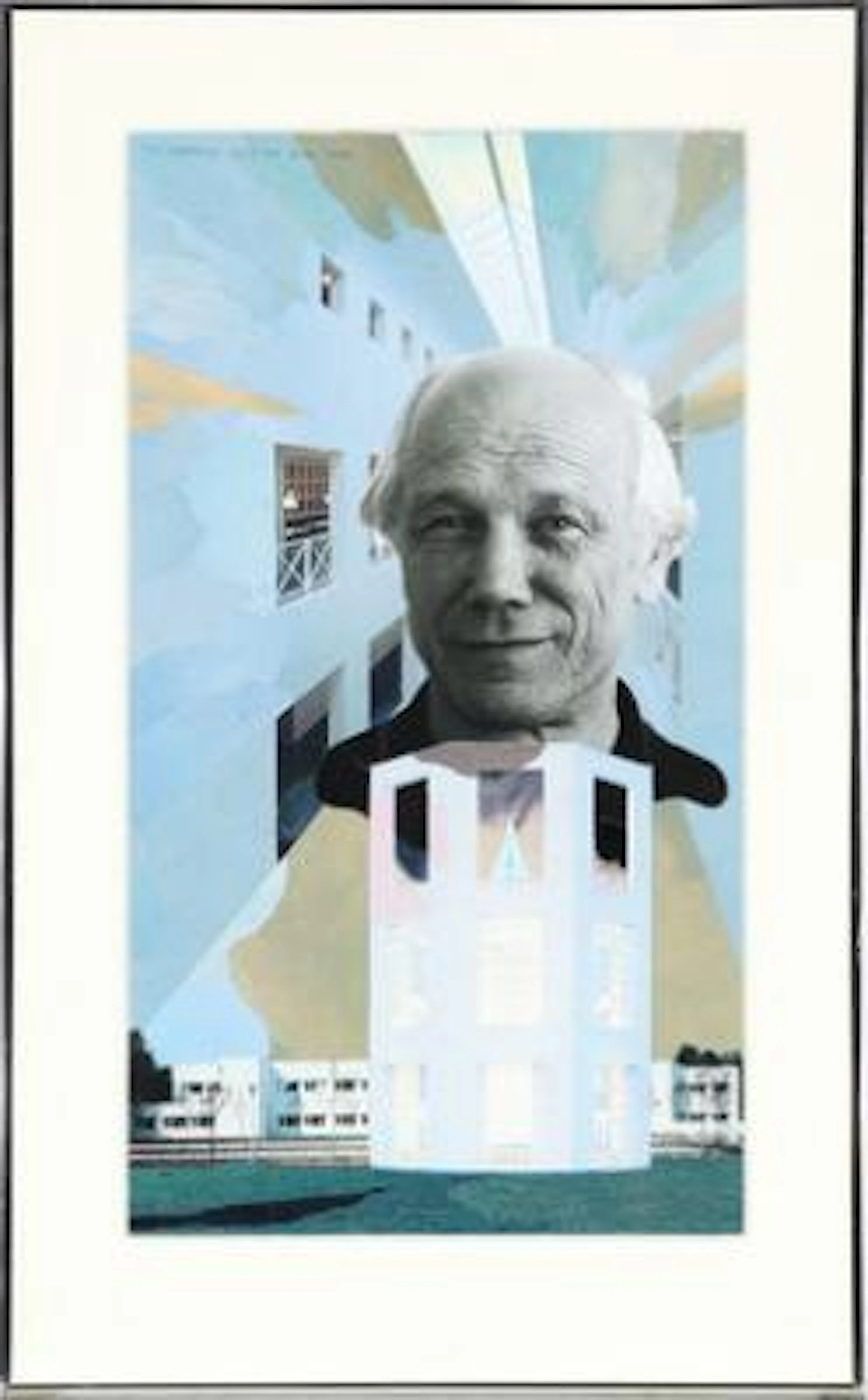 Nils-Ole Lund: Portrait of Henning Larsen with dedication: "Til Henning