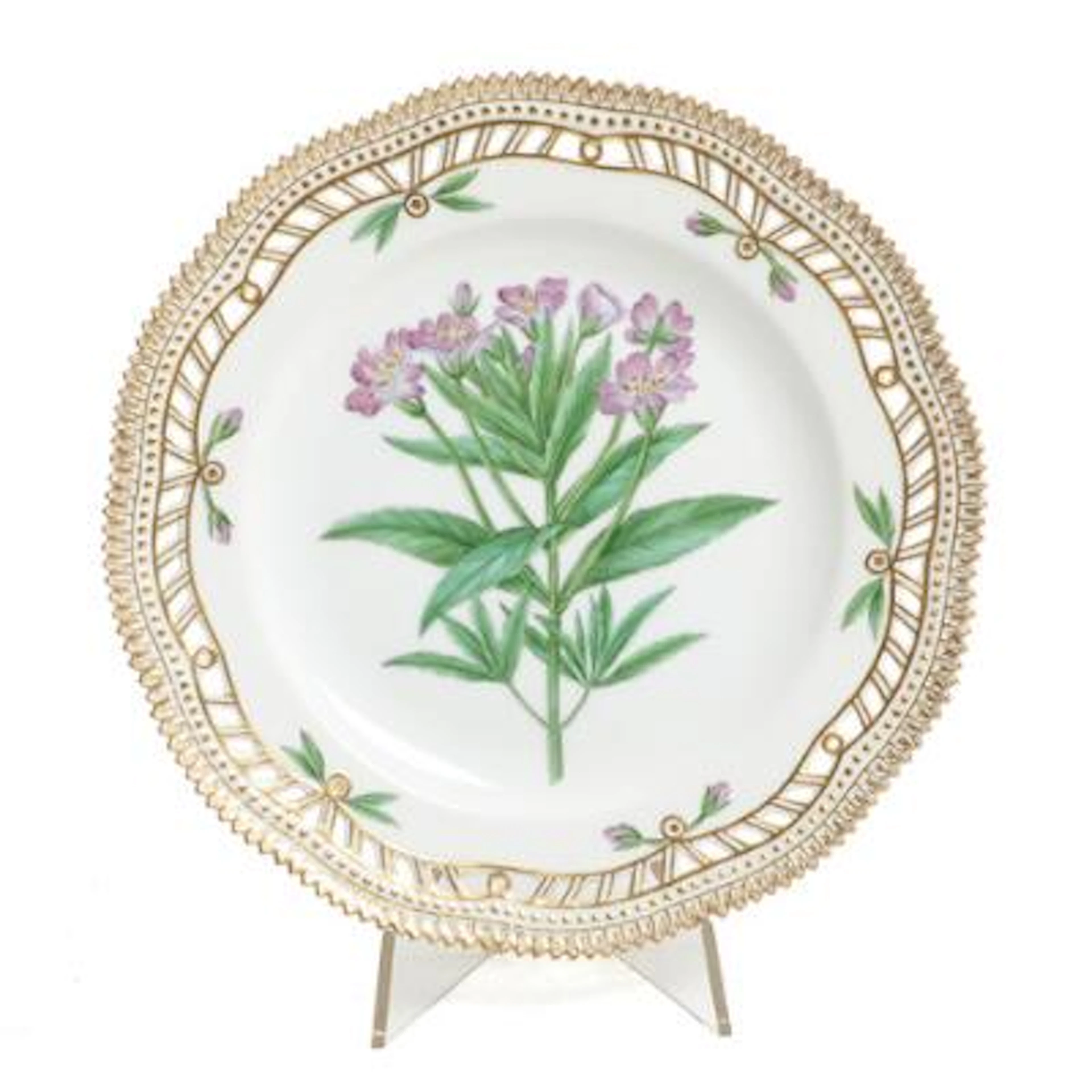 "Flora Danica". Plate in porcelain. Pierced rim. 3554. Royal Copenhagen.