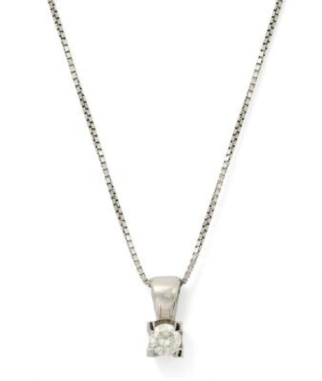 A diamond pendant set with a diamond mounted in 14k white gold. L.