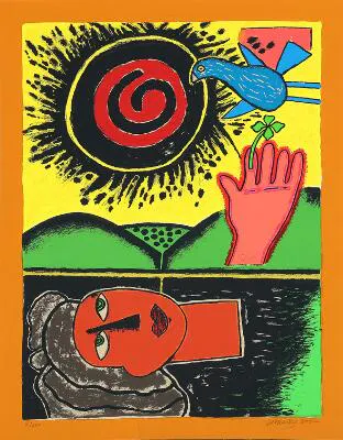 Corneille: “Soleil cou coupé III”. Signed Corneille 2002, XI/XXX.