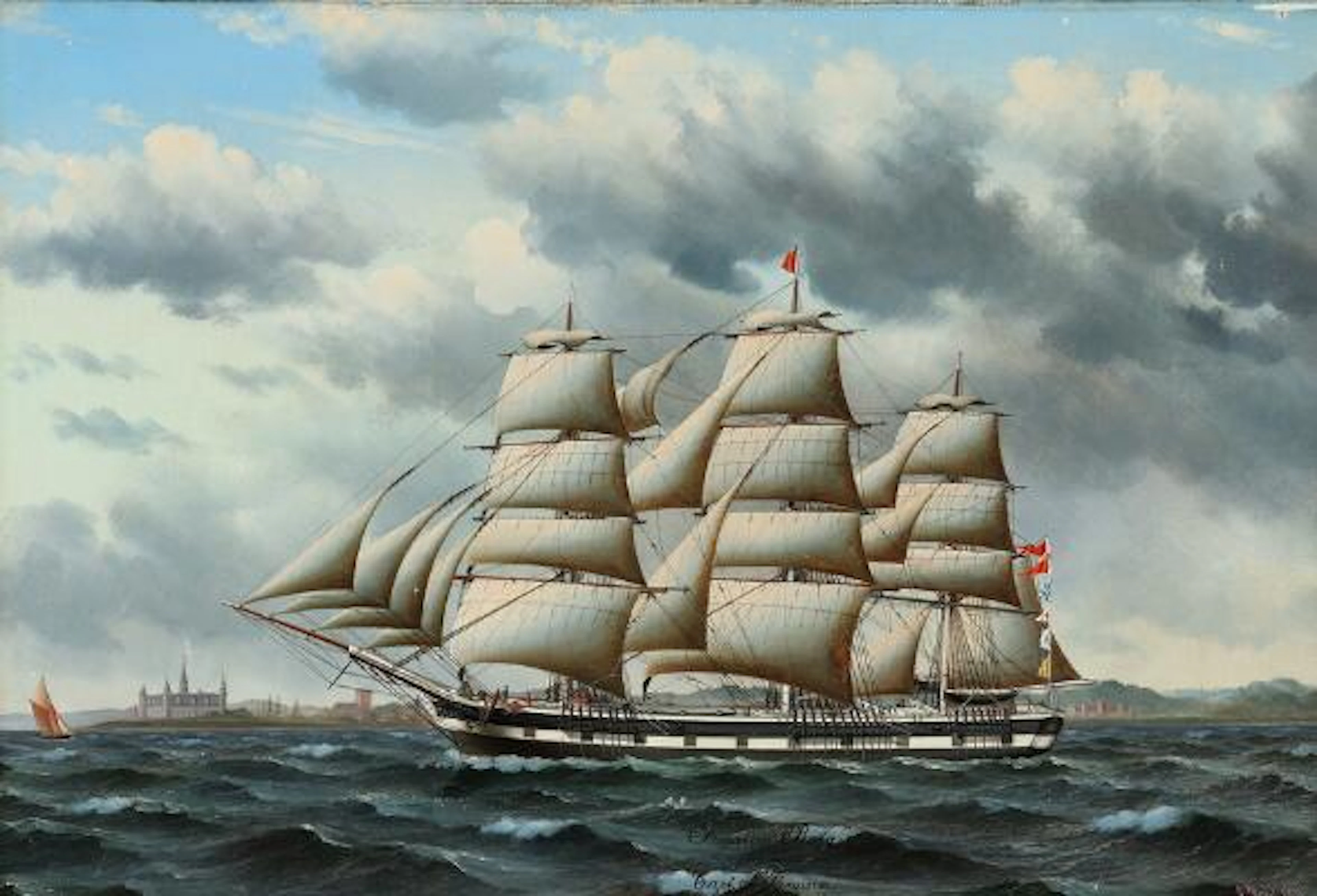 Jørgen Dahl: "Frigate Rota". Signed J. Dahl 1880. Oil on canvas. 61