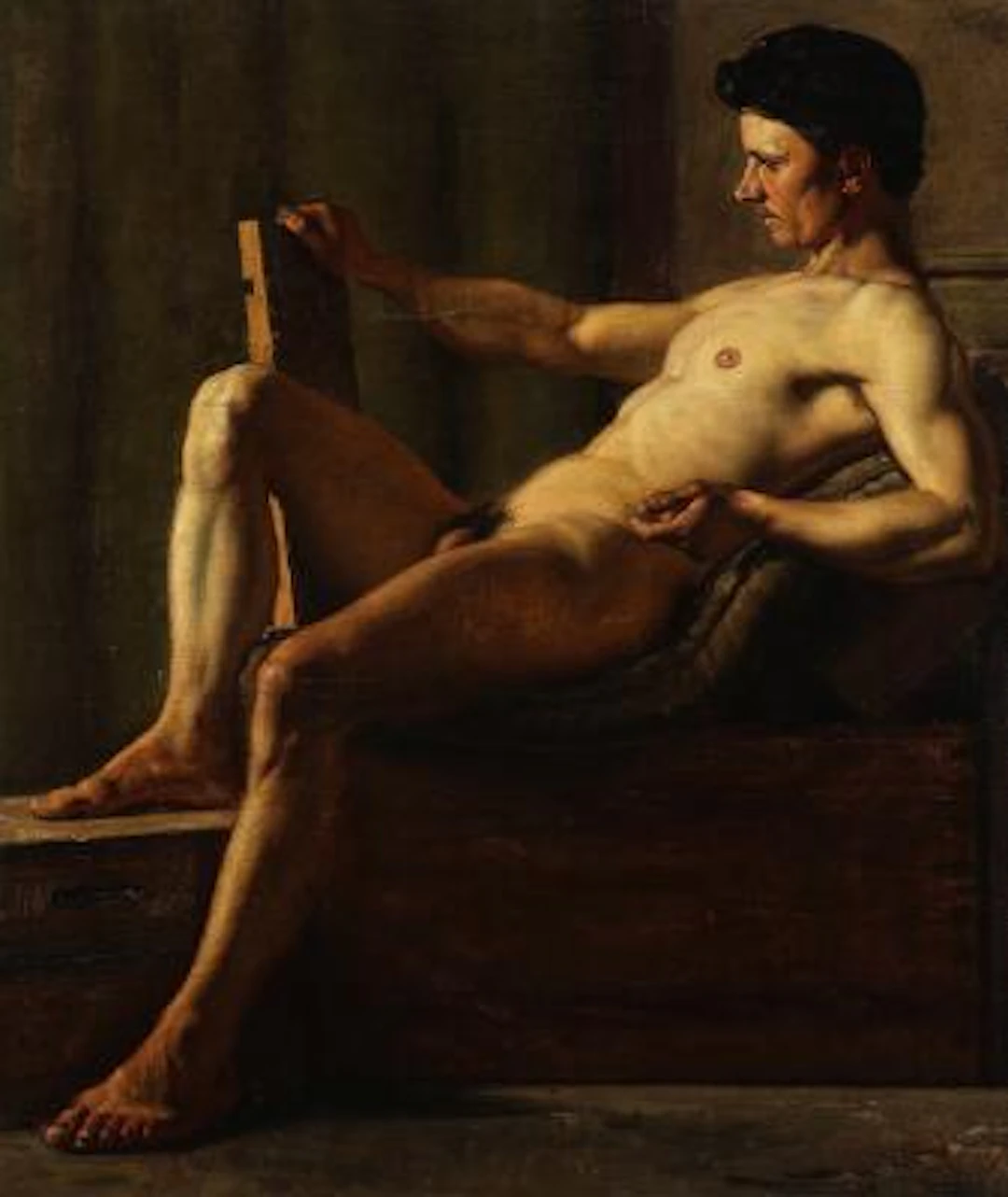 Danish painter, second half of the 19th century: A male model. Unsigned.