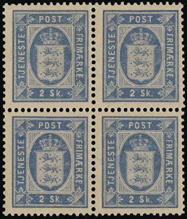 1871. 2 sk. ultramarin. **/* BLOCK OF 4 (two stamps with dull spots