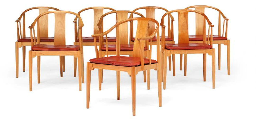 Hans J. Wegner: "The China Chair". Eight armchairs in cherrywood.