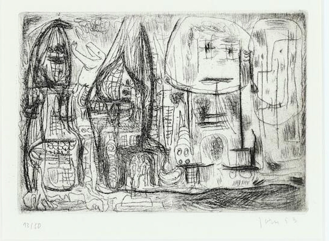 Asger Jorn: Composition from "Schweizer Suite". Signed Jorn 53, 13/50.
