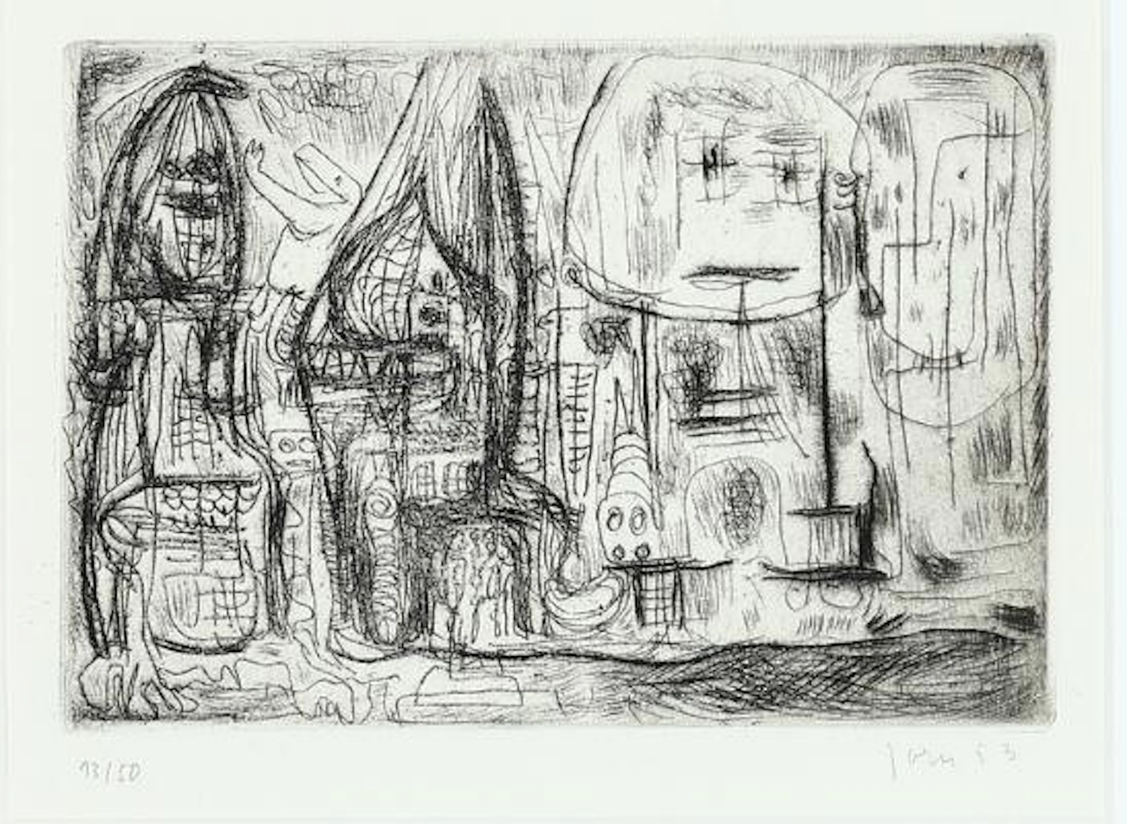 Asger Jorn: Composition from "Schweizer Suite". Signed Jorn 53, 13/50.