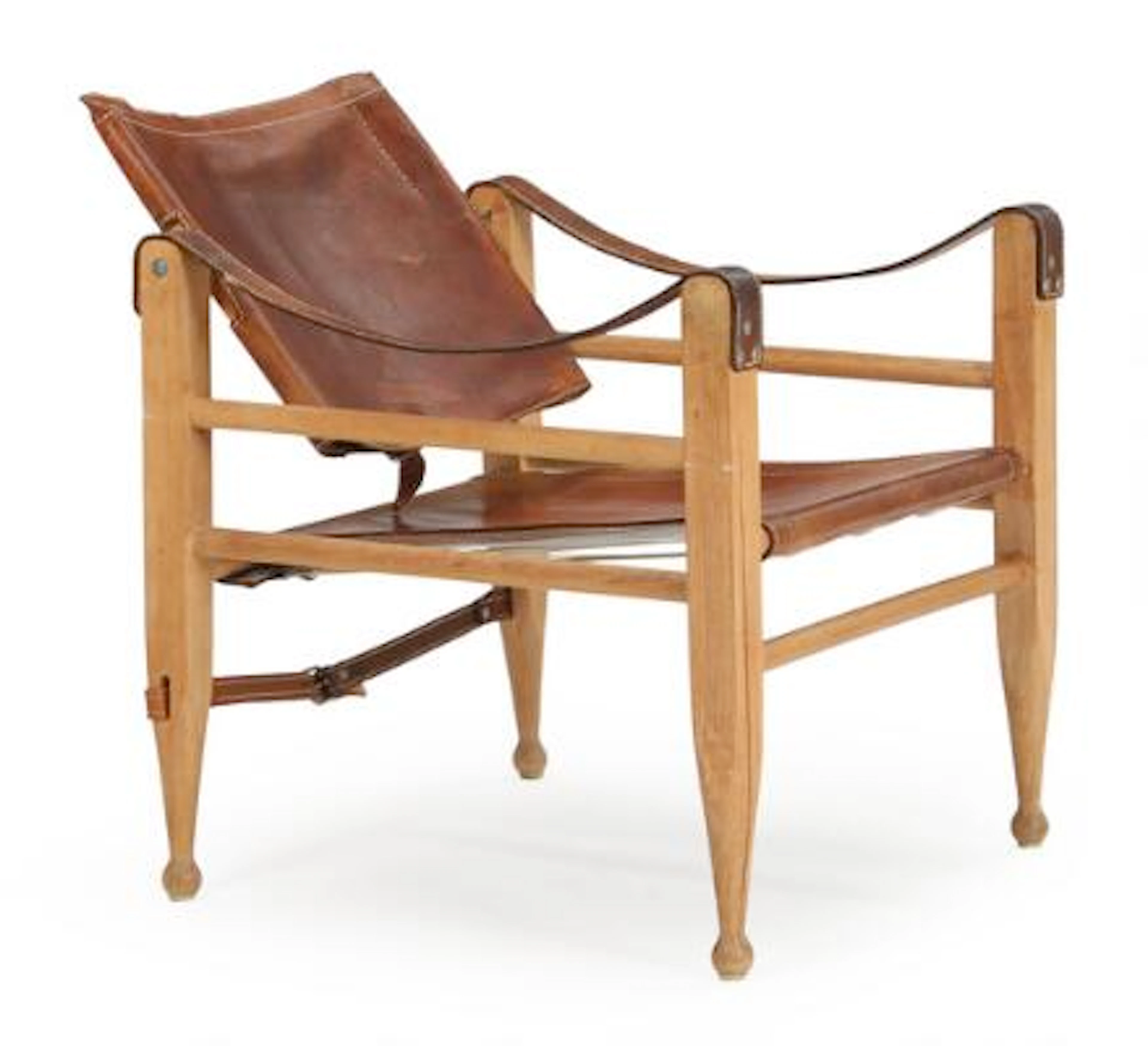 Danish furniture design: An oak safari chair, seat, back and armrests