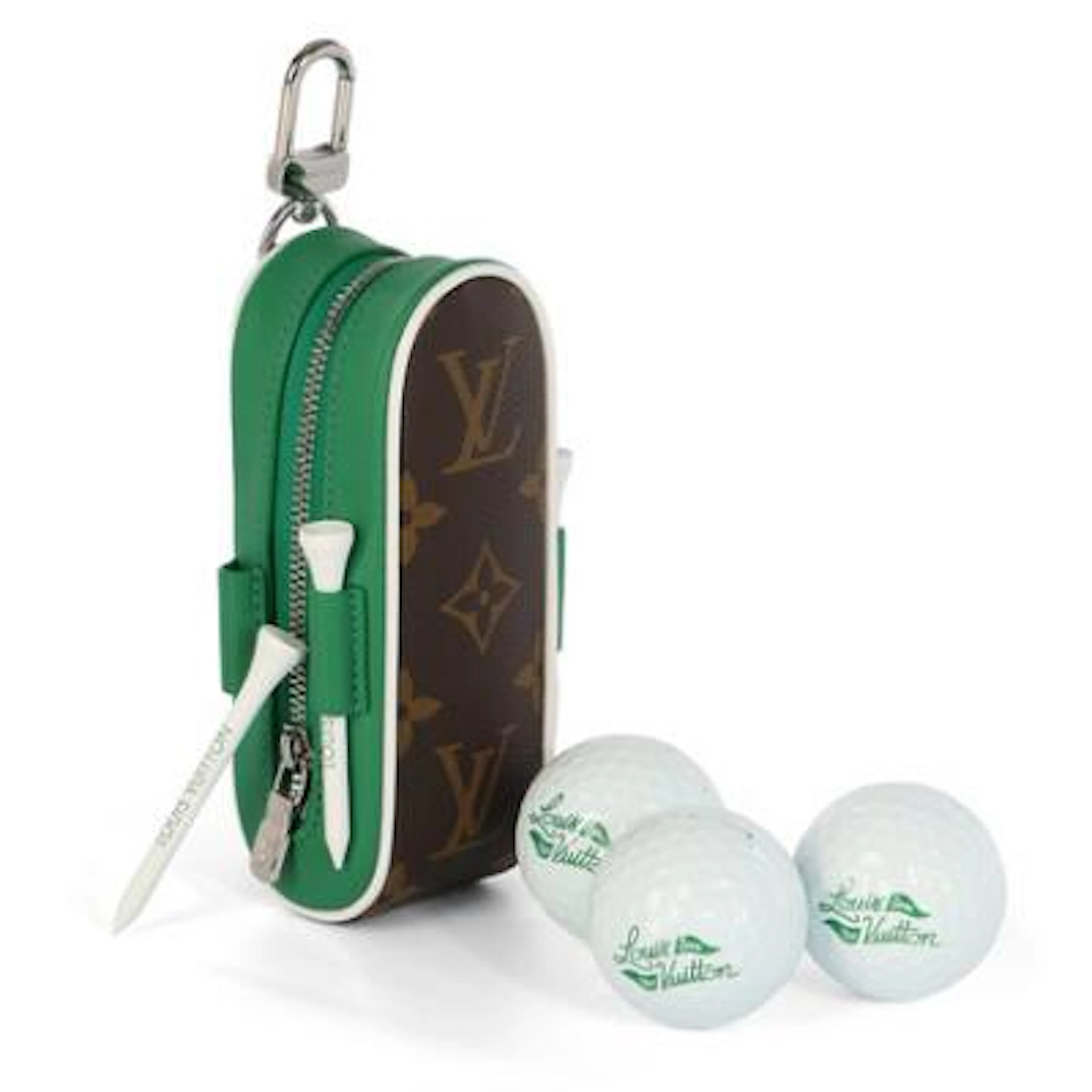 Louis Vuitton: "Andrews Golf Kit" of brown monogram canvas and white