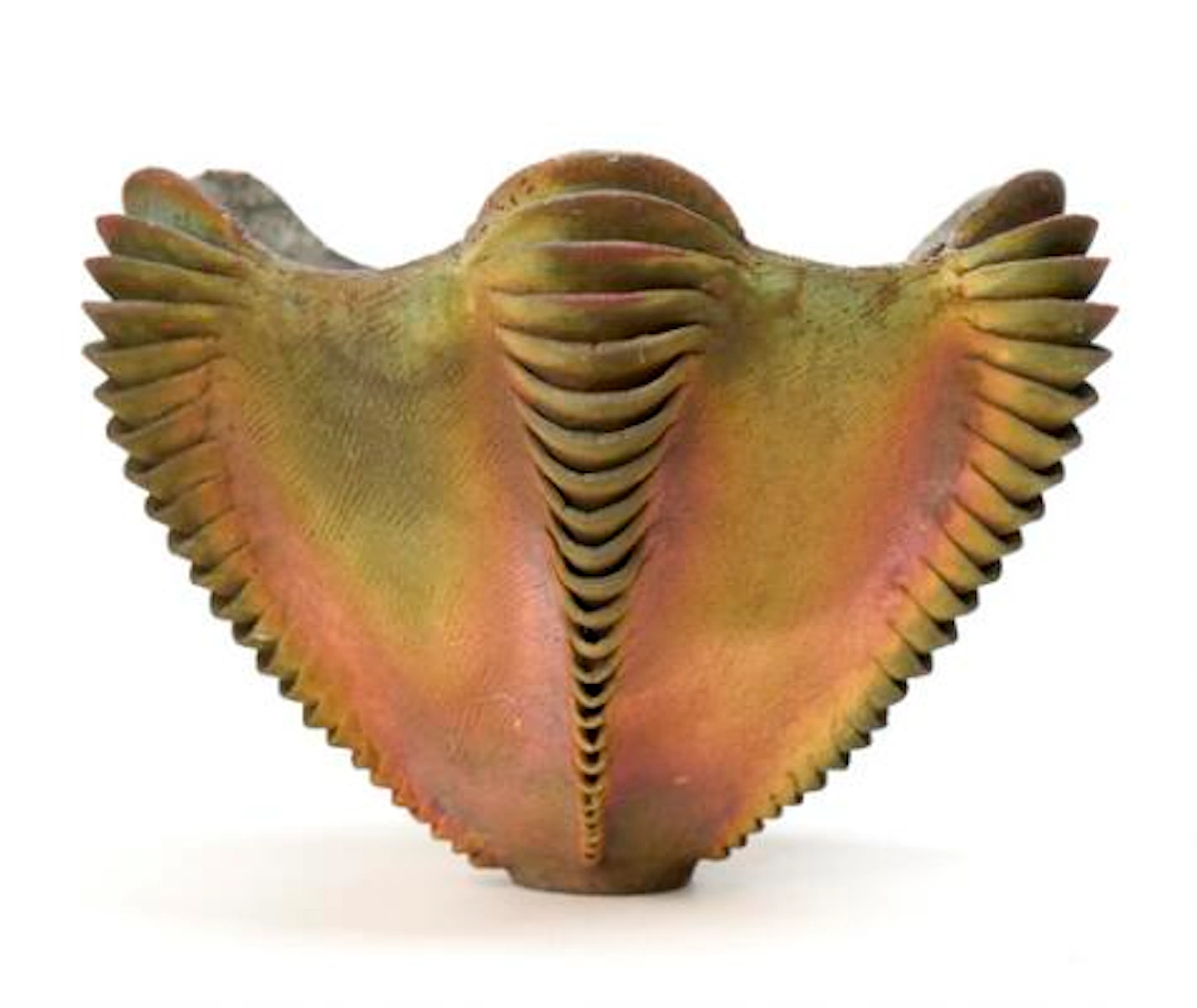 Sandra Davolio: A circular stoneware bowl modelled with lamellae