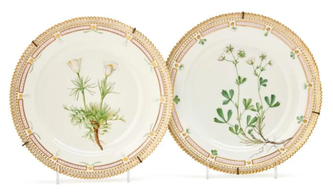 "Flora Danica" two porcelain plates. 3550. Royal Copenhagen. Diam.