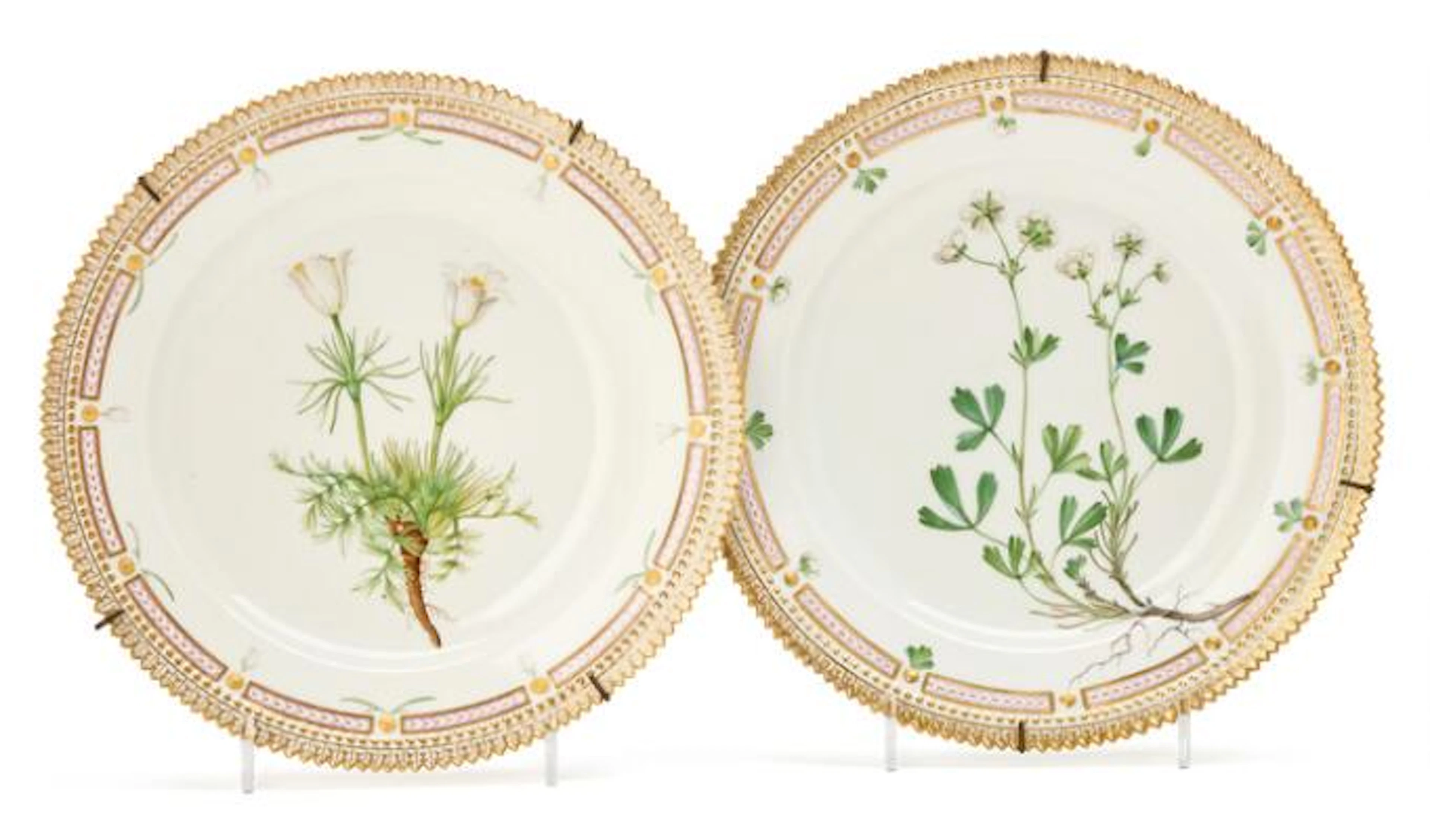"Flora Danica" two porcelain plates. 3550. Royal Copenhagen. Diam.