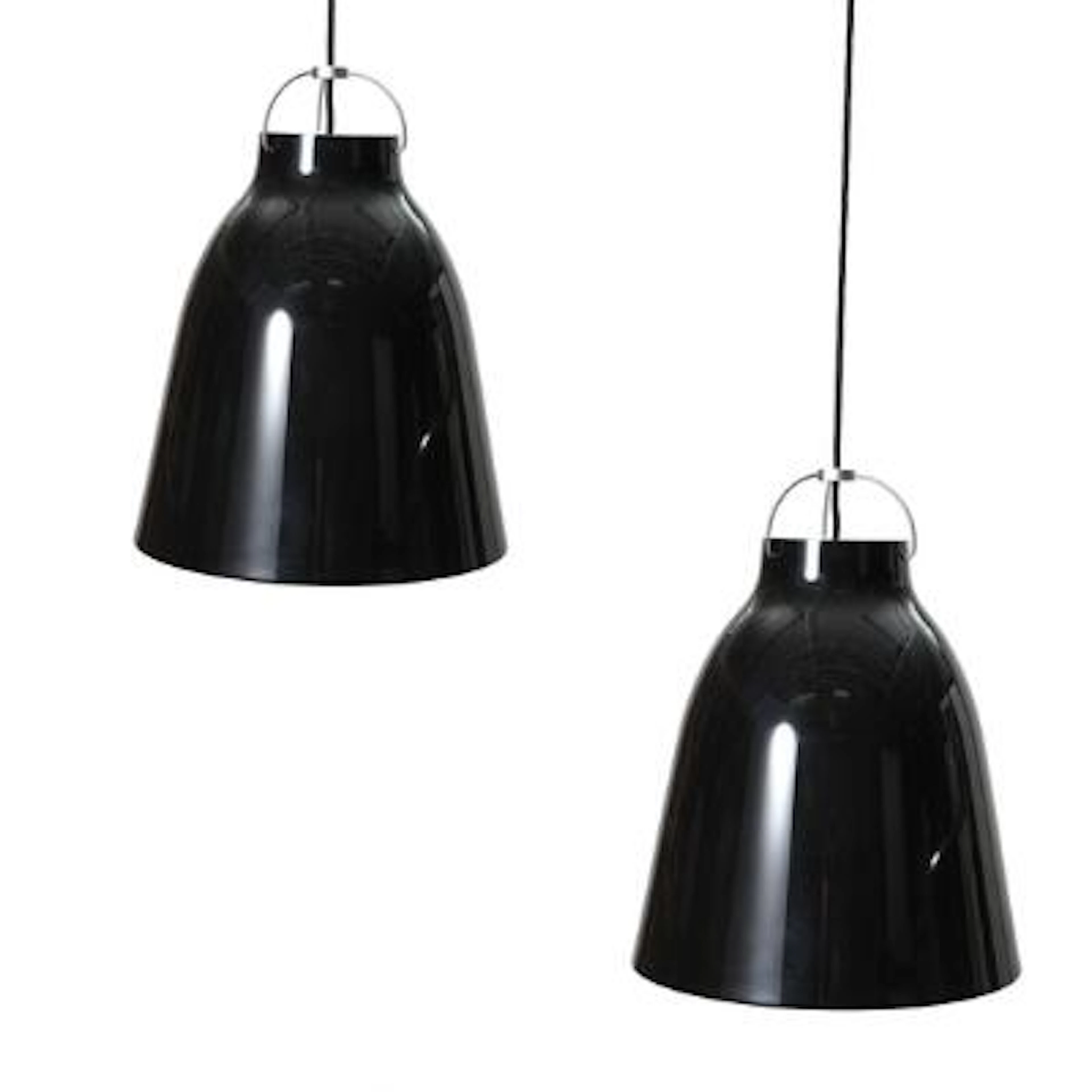 Cecilie Manz: “Caravaggio P3". A pair of black lacquered metal pendants.